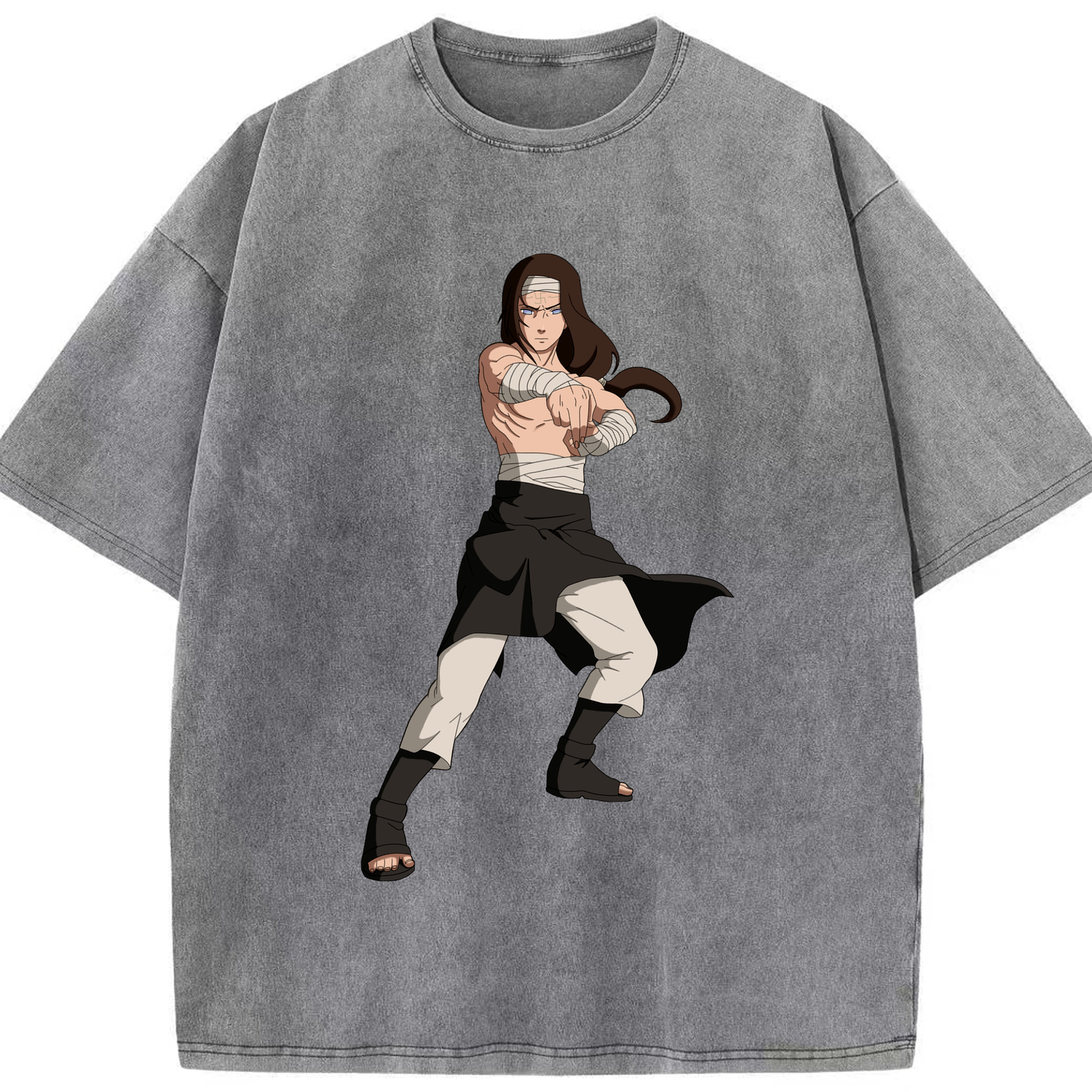 （画像用） NARUTO -ナルト- 日向ネジ Hyūga Neji 綿100% ヴィンテージ風 半袖Tシャツ（フロントプリント）