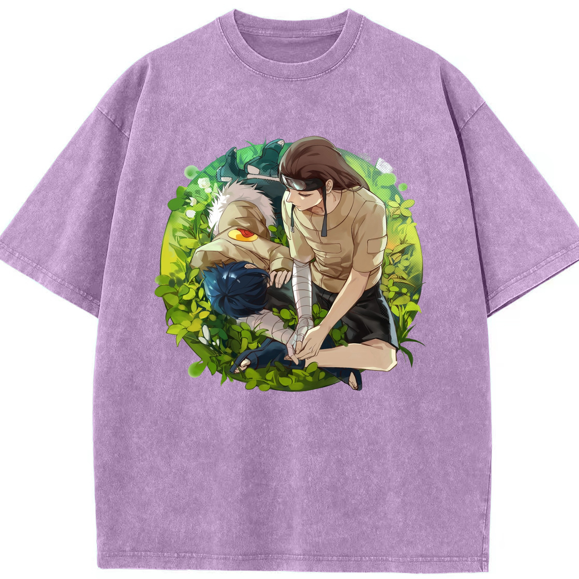 （画像用） NARUTO -ナルト- 日向ネジ Hyūga Neji 綿100% ヴィンテージ風 半袖Tシャツ（フロントプリント）