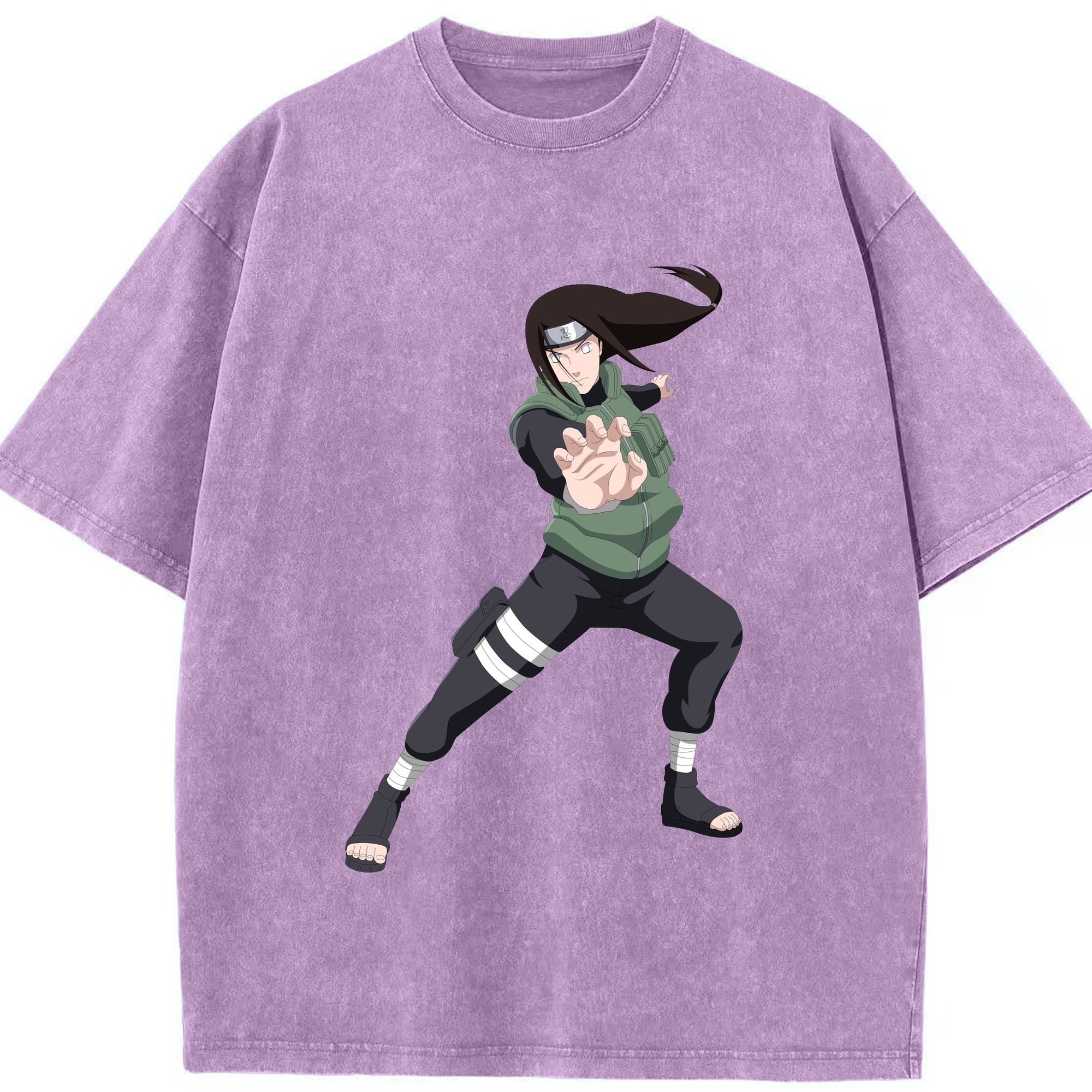 （画像用） NARUTO -ナルト- 日向ネジ Hyūga Neji 綿100% ヴィンテージ風 半袖Tシャツ（フロントプリント）