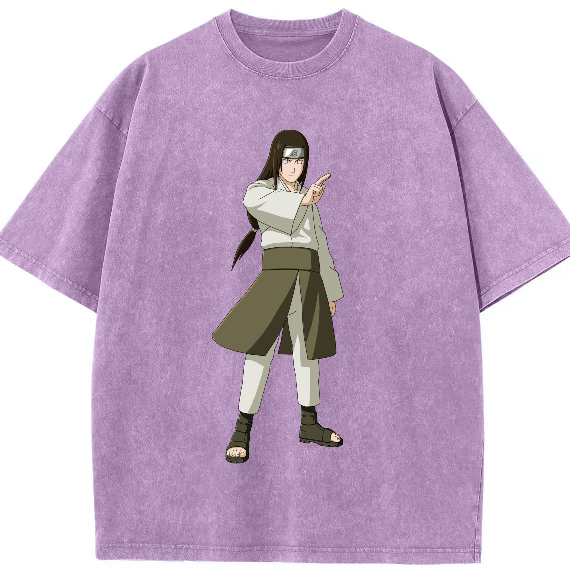 （画像用） NARUTO -ナルト- 日向ネジ Hyūga Neji 綿100% ヴィンテージ風 半袖Tシャツ（フロントプリント）