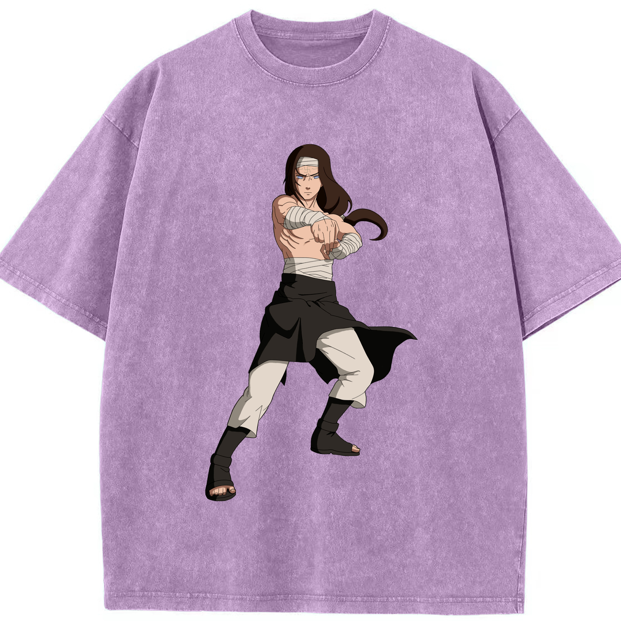 （画像用） NARUTO -ナルト- 日向ネジ Hyūga Neji 綿100% ヴィンテージ風 半袖Tシャツ（フロントプリント）