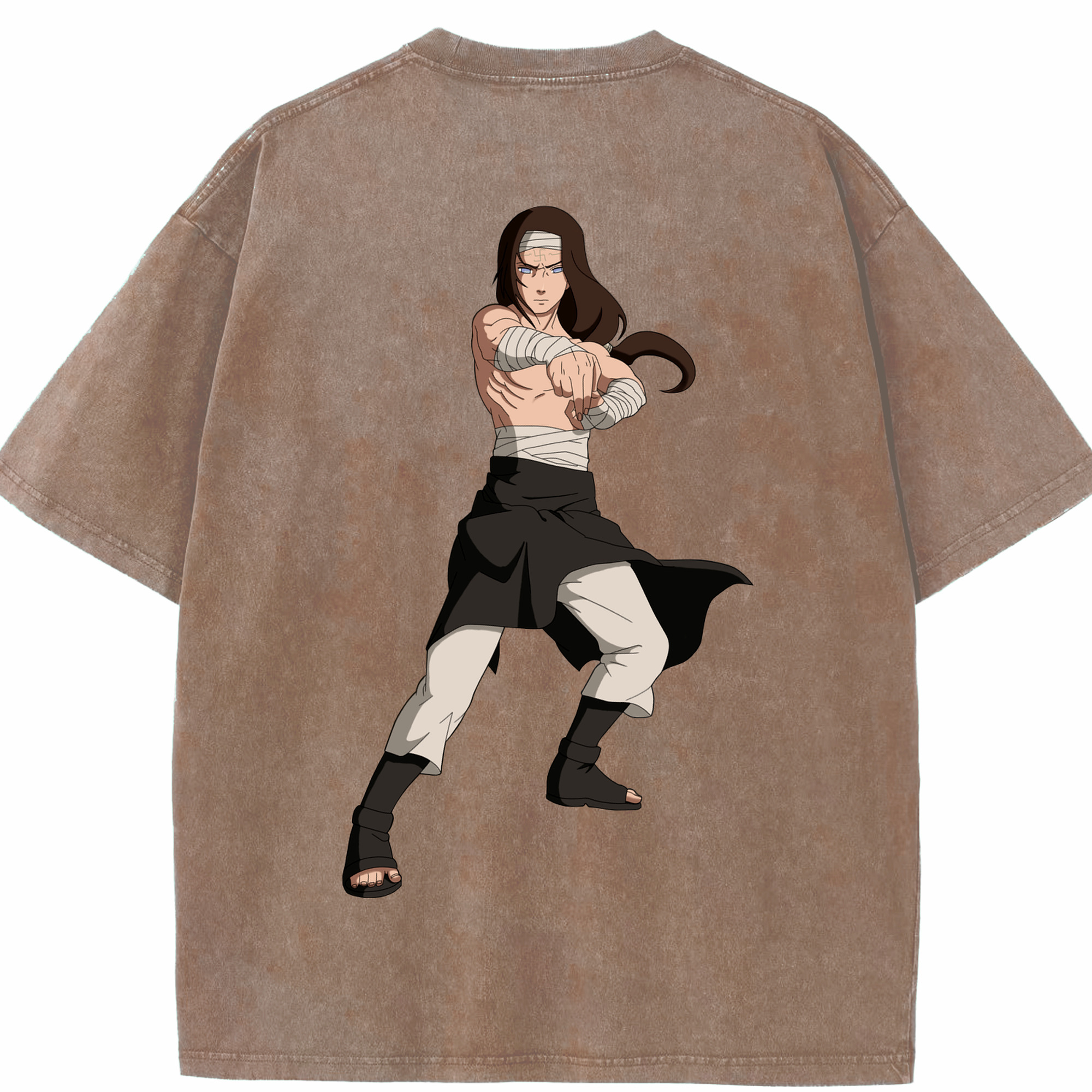 （画像用） NARUTO -ナルト- 日向ネジ Hyūga Neji 綿100% ヴィンテージ風 半袖Tシャツ（背面プリント）