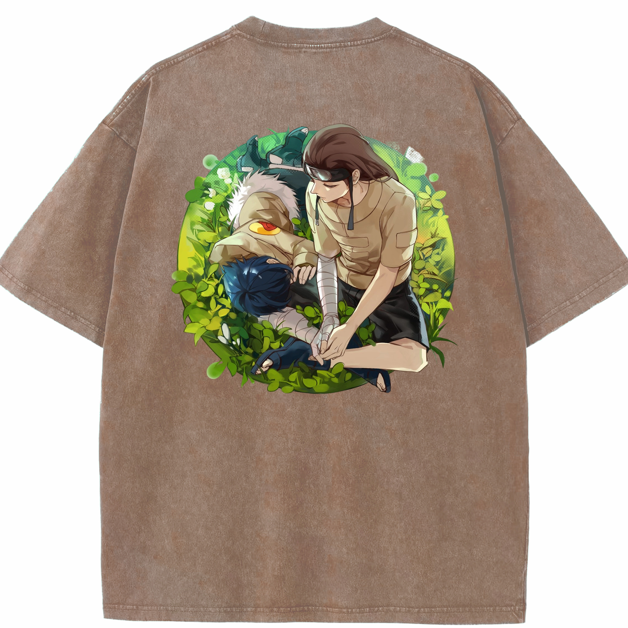 （画像用） NARUTO -ナルト- 日向ネジ Hyūga Neji 綿100% ヴィンテージ風 半袖Tシャツ（背面プリント）