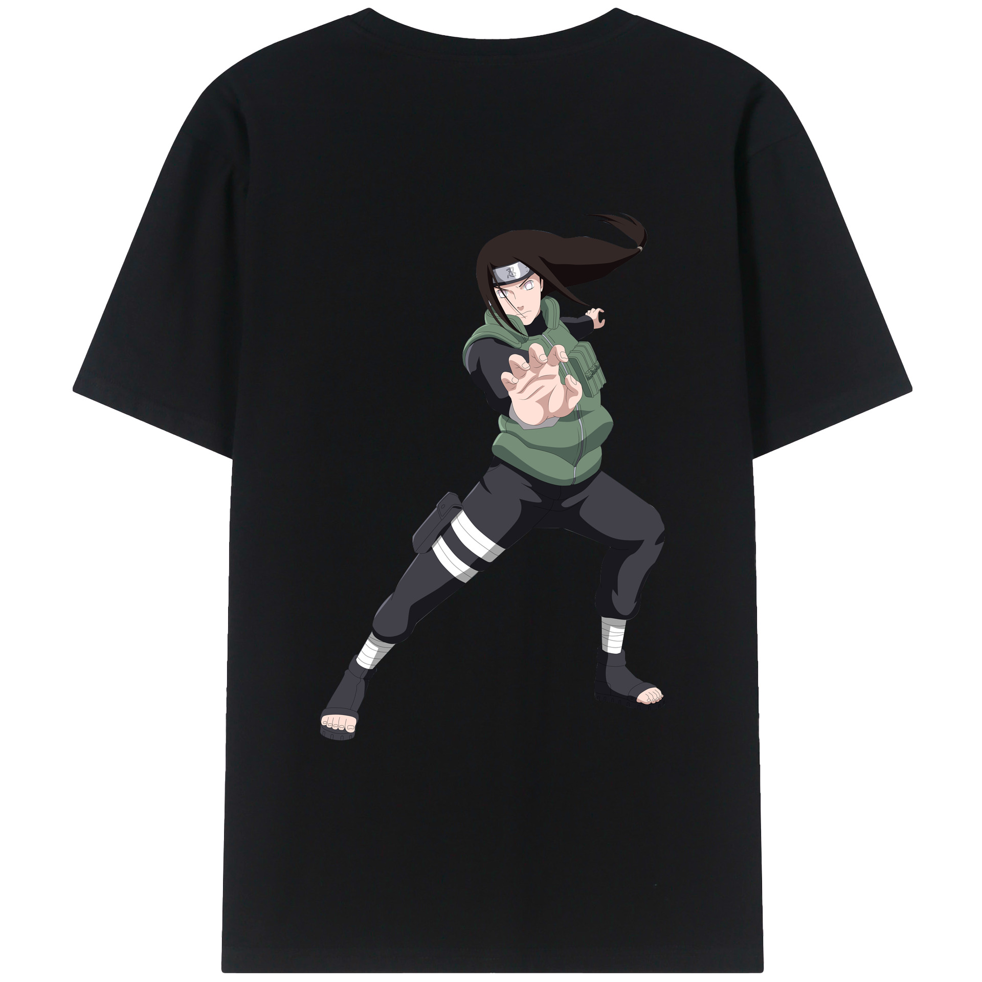 （画像用） NARUTO -ナルト- 日向ネジ Hyūga Neji 綿100％ メンズ半袖Tシャツ（バックプリント） 通気性