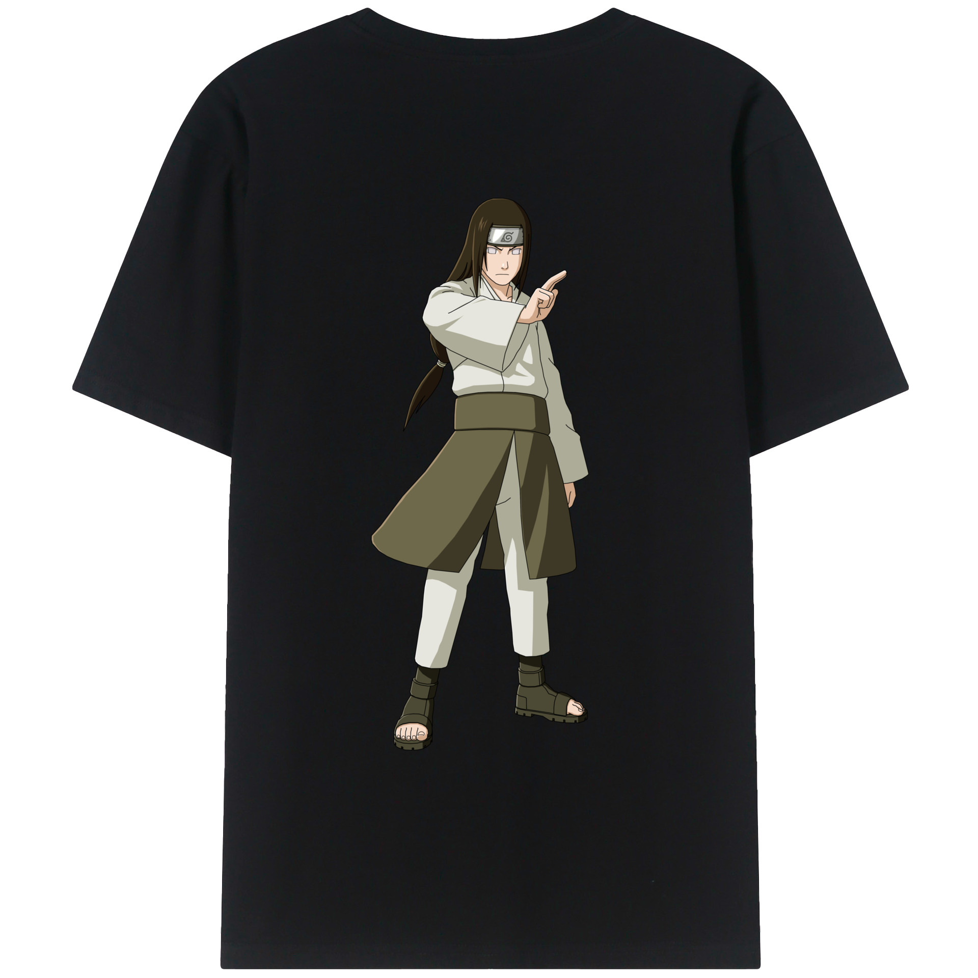 （画像用） NARUTO -ナルト- 日向ネジ Hyūga Neji 綿100％ メンズ半袖Tシャツ（バックプリント） 通気性