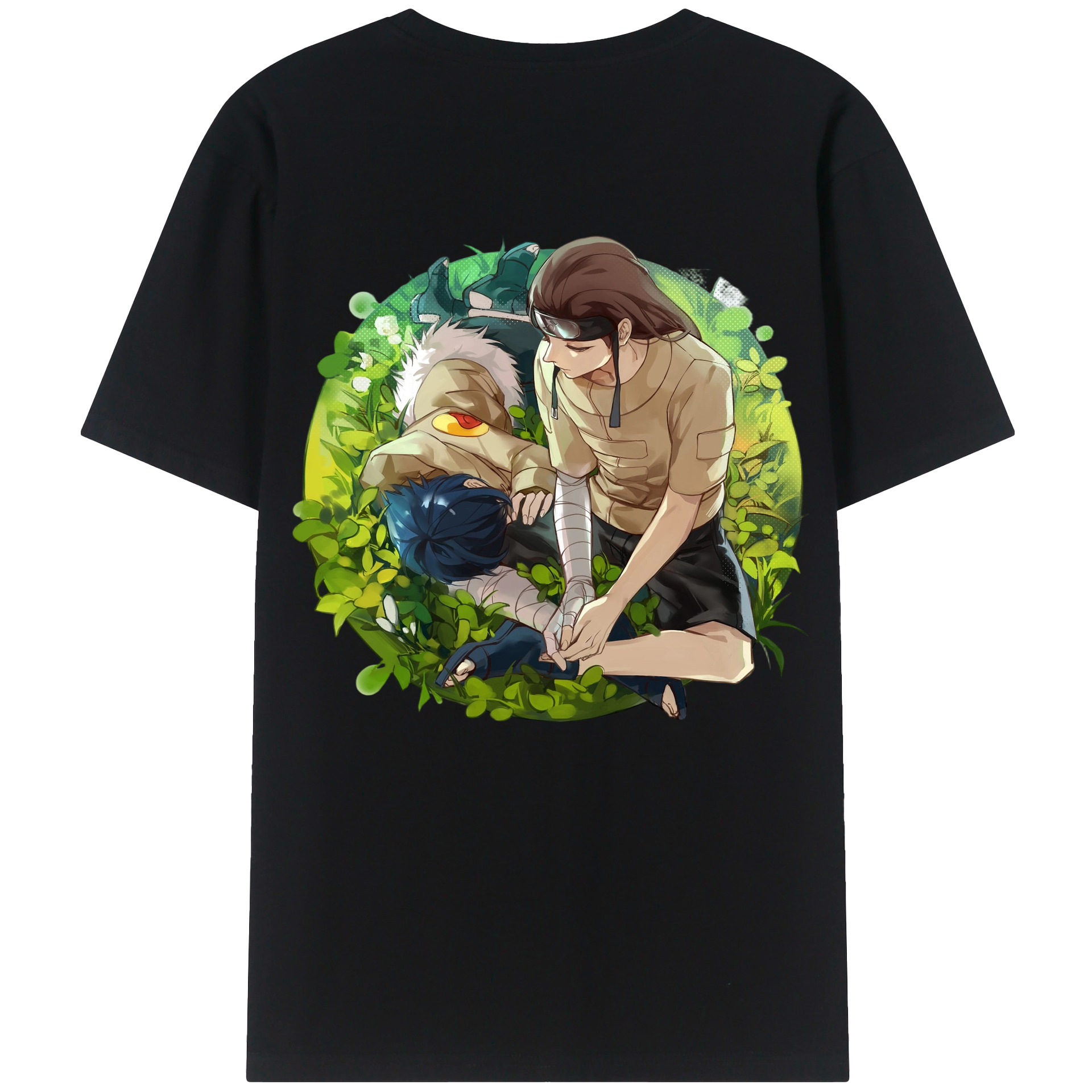 （画像用） NARUTO -ナルト- 日向ネジ Hyūga Neji 綿100％ メンズ半袖Tシャツ（バックプリント） 通気性