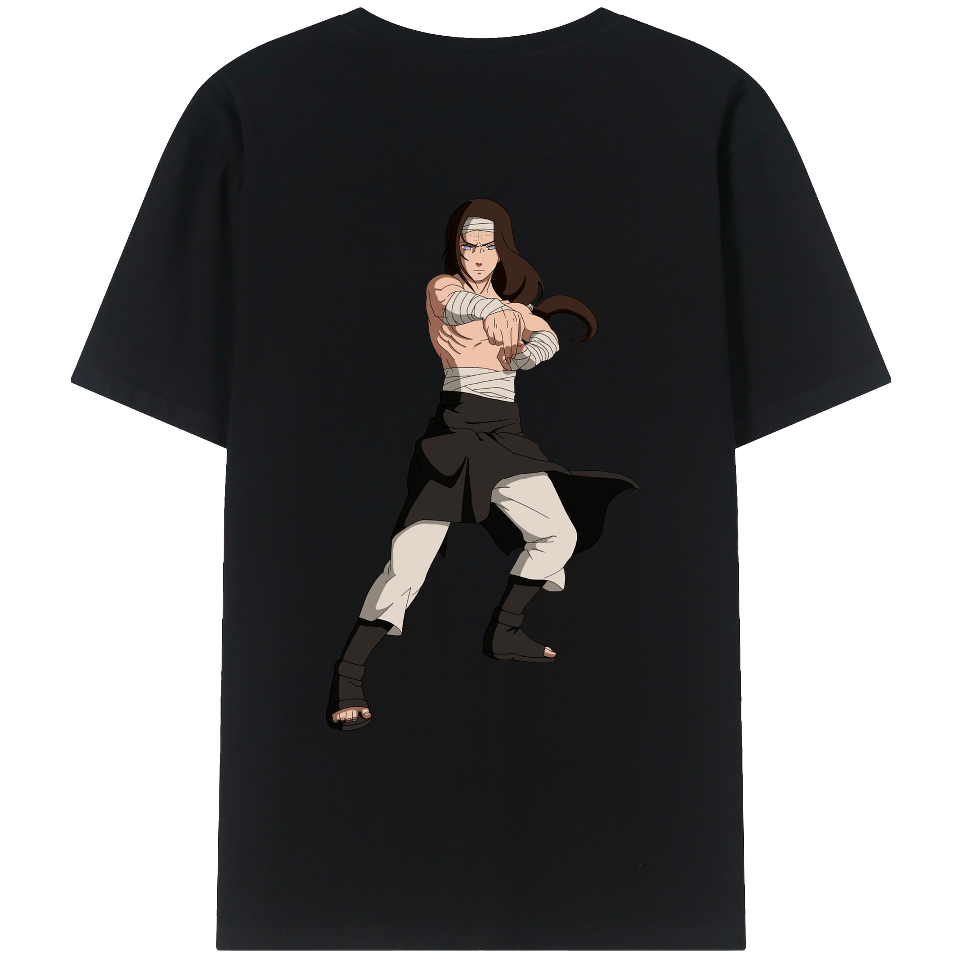 （画像用） NARUTO -ナルト- 日向ネジ Hyūga Neji 綿100％ メンズ半袖Tシャツ（バックプリント） 通気性