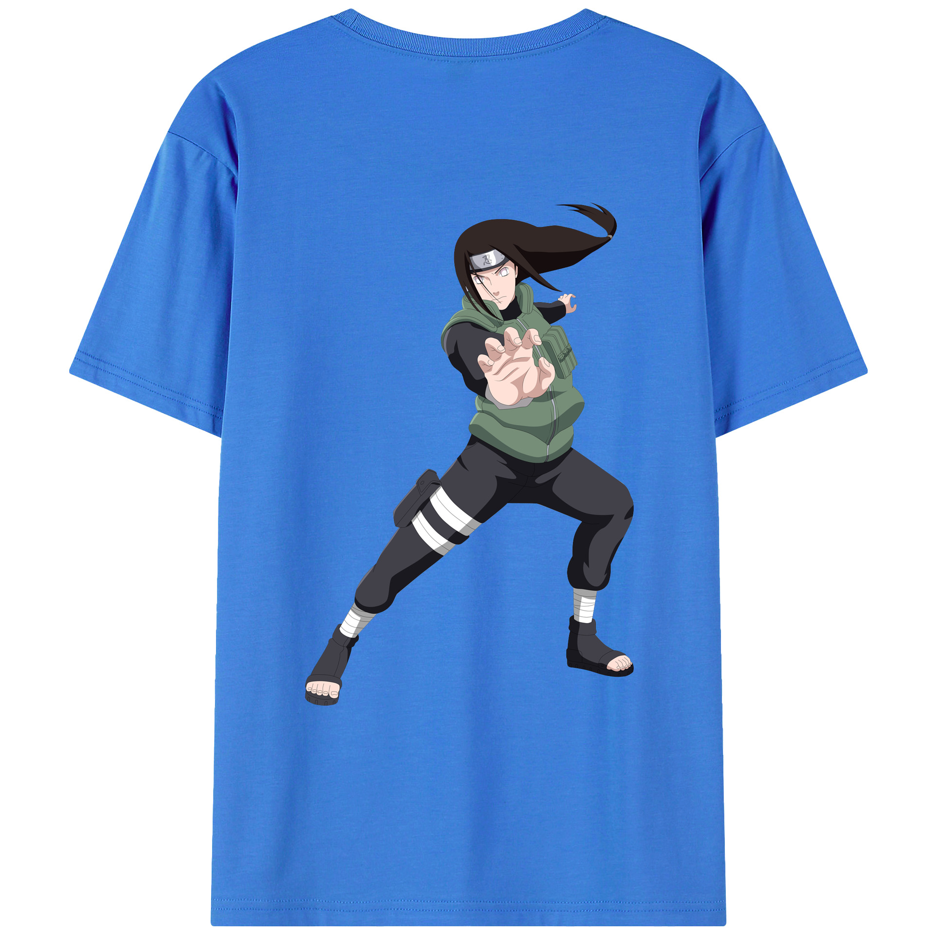 （画像用） NARUTO -ナルト- 日向ネジ Hyūga Neji 綿100％ メンズ半袖Tシャツ（バックプリント） 通気性