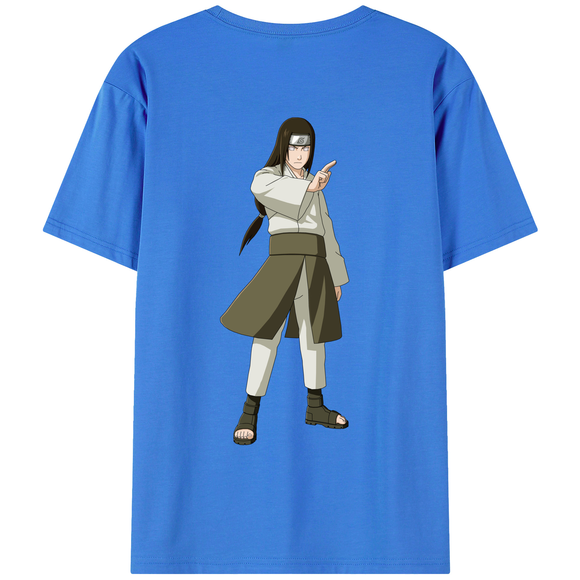（画像用） NARUTO -ナルト- 日向ネジ Hyūga Neji 綿100％ メンズ半袖Tシャツ（バックプリント） 通気性