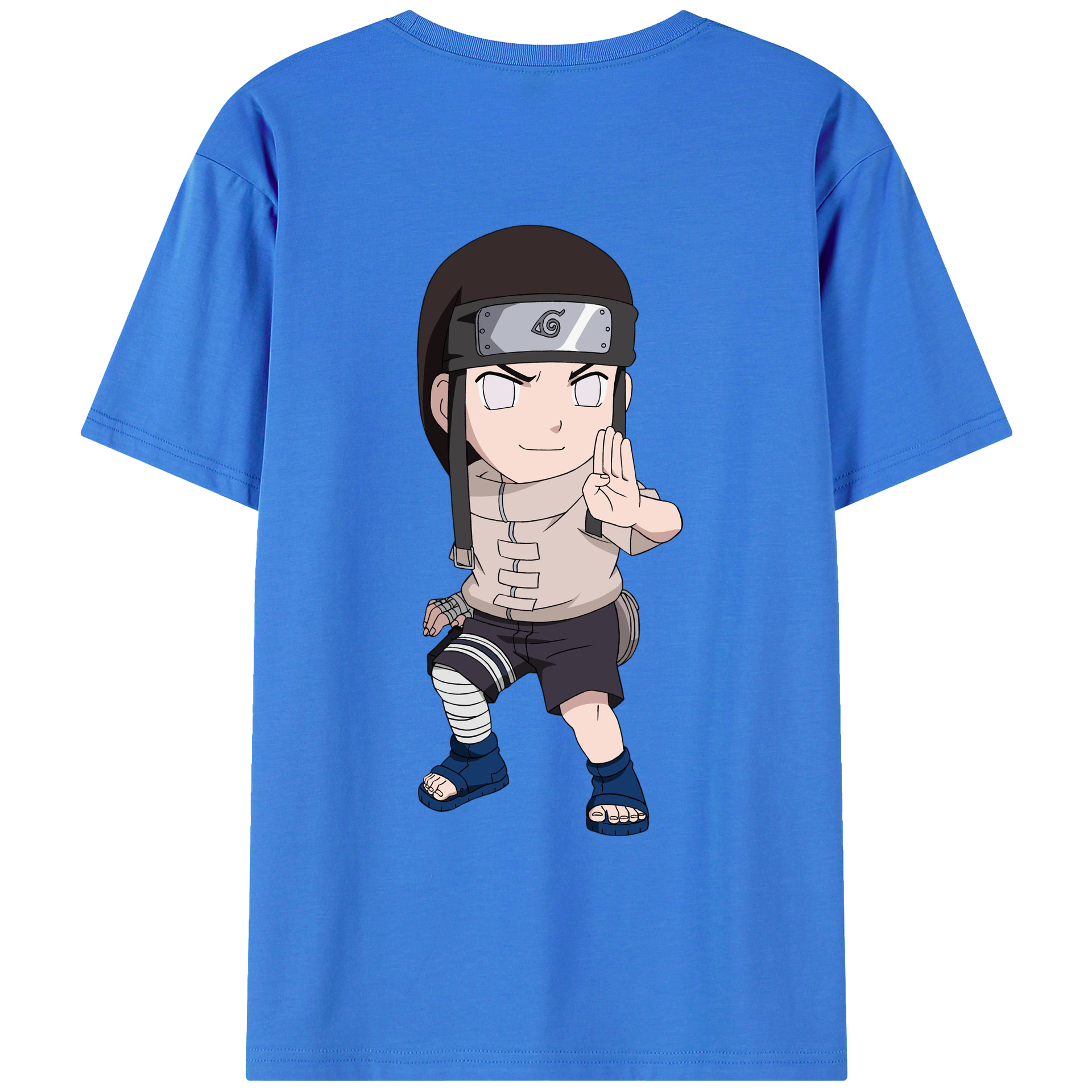 （画像用） NARUTO -ナルト- 日向ネジ Hyūga Neji 綿100％ メンズ半袖Tシャツ（バックプリント） 通気性