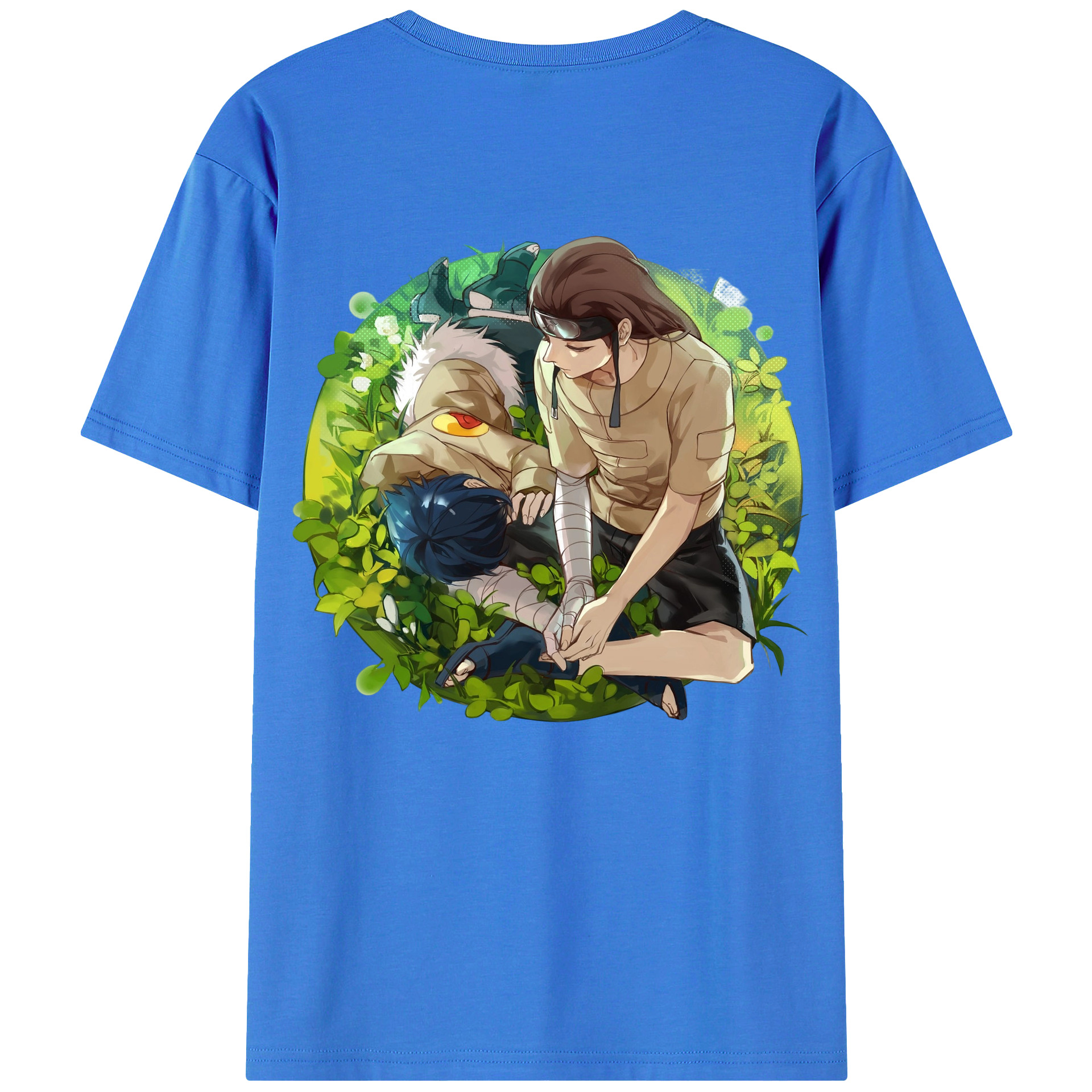 （画像用） NARUTO -ナルト- 日向ネジ Hyūga Neji 綿100％ メンズ半袖Tシャツ（バックプリント） 通気性