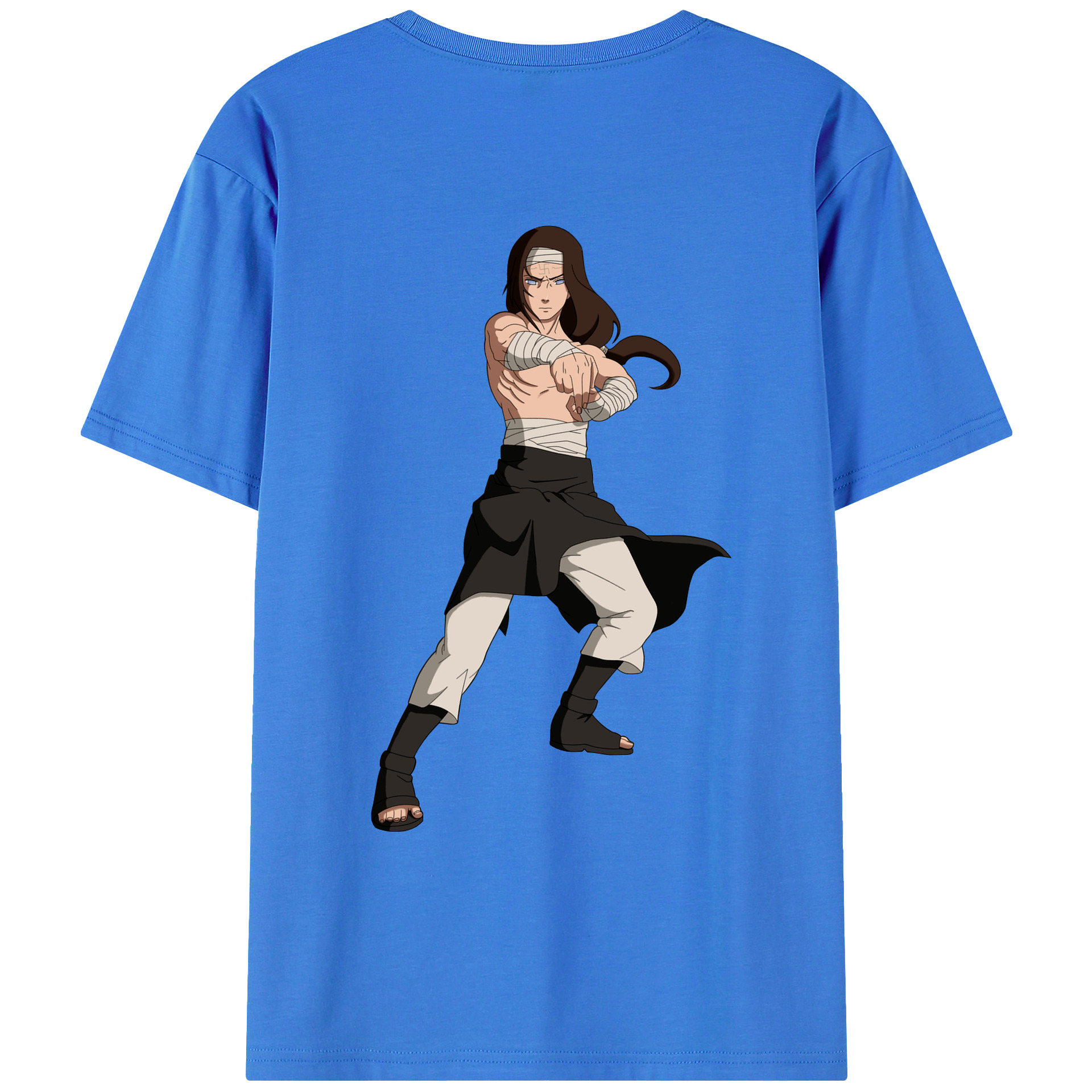 （画像用） NARUTO -ナルト- 日向ネジ Hyūga Neji 綿100％ メンズ半袖Tシャツ（バックプリント） 通気性