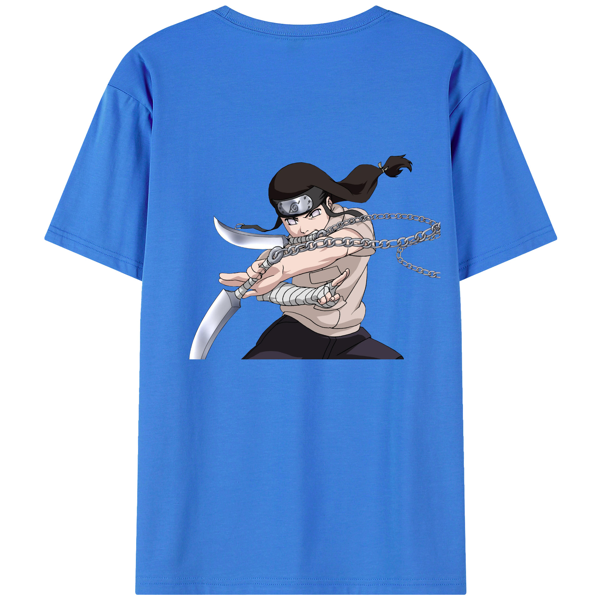 （画像用） NARUTO -ナルト- 日向ネジ Hyūga Neji 綿100％ メンズ半袖Tシャツ（バックプリント） 通気性