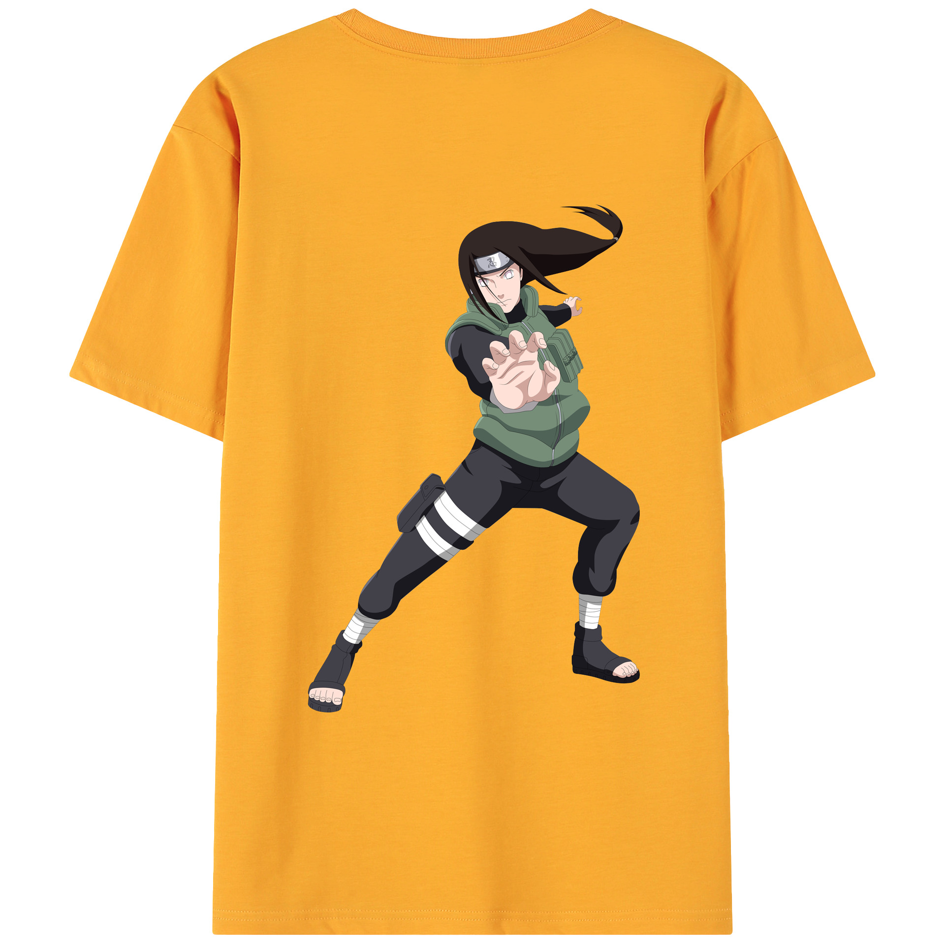（画像用） NARUTO -ナルト- 日向ネジ Hyūga Neji 綿100％ メンズ半袖Tシャツ（バックプリント） 通気性