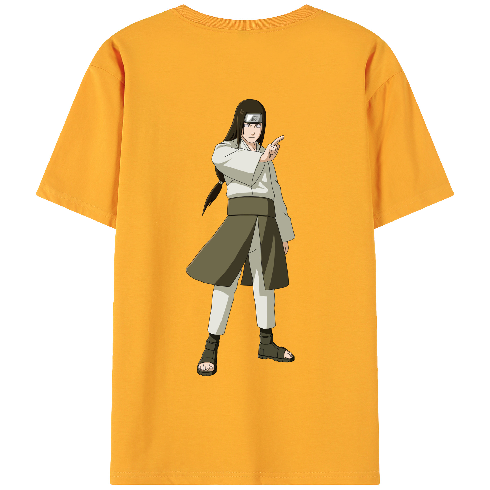 （画像用） NARUTO -ナルト- 日向ネジ Hyūga Neji 綿100％ メンズ半袖Tシャツ（バックプリント） 通気性