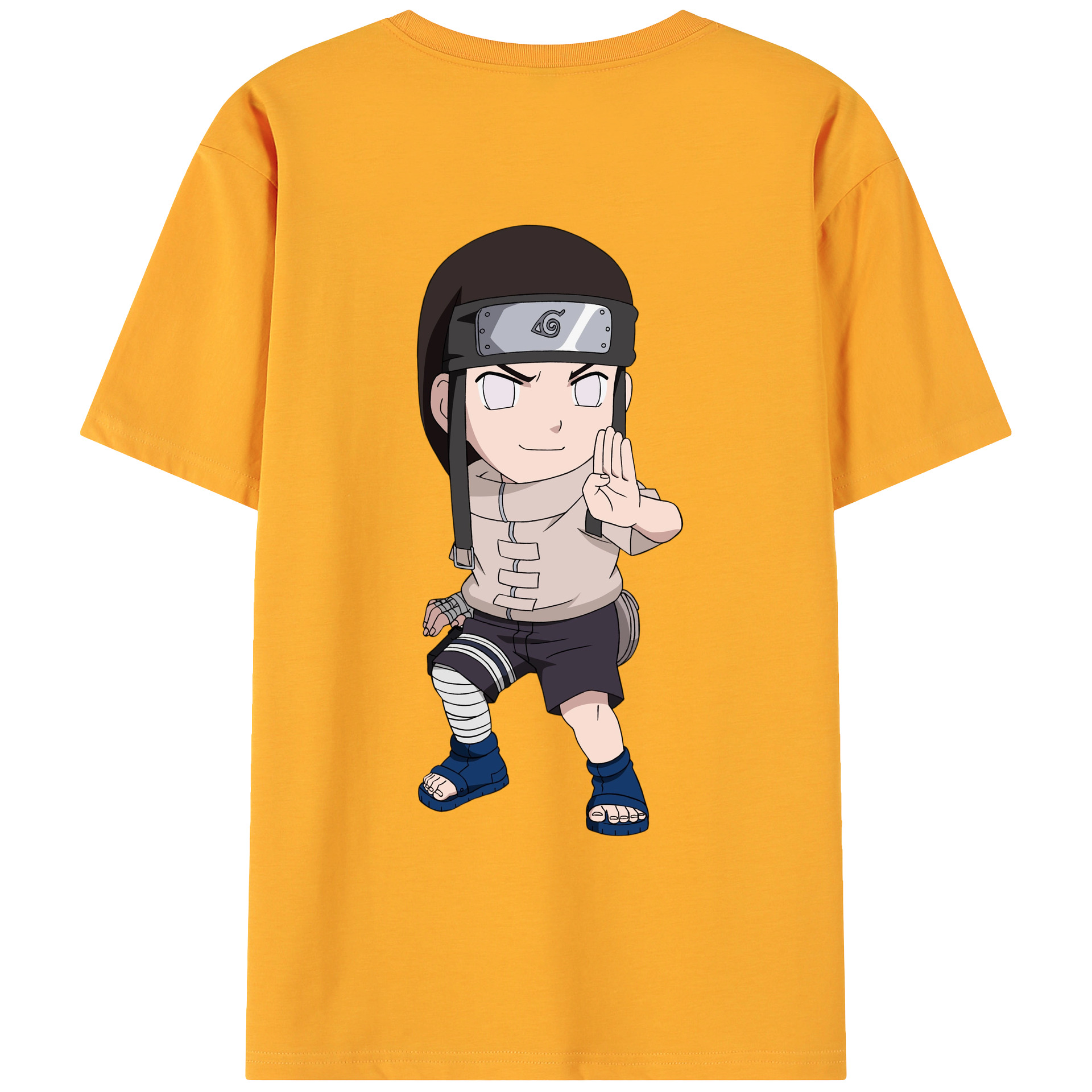 （画像用） NARUTO -ナルト- 日向ネジ Hyūga Neji 綿100％ メンズ半袖Tシャツ（バックプリント） 通気性