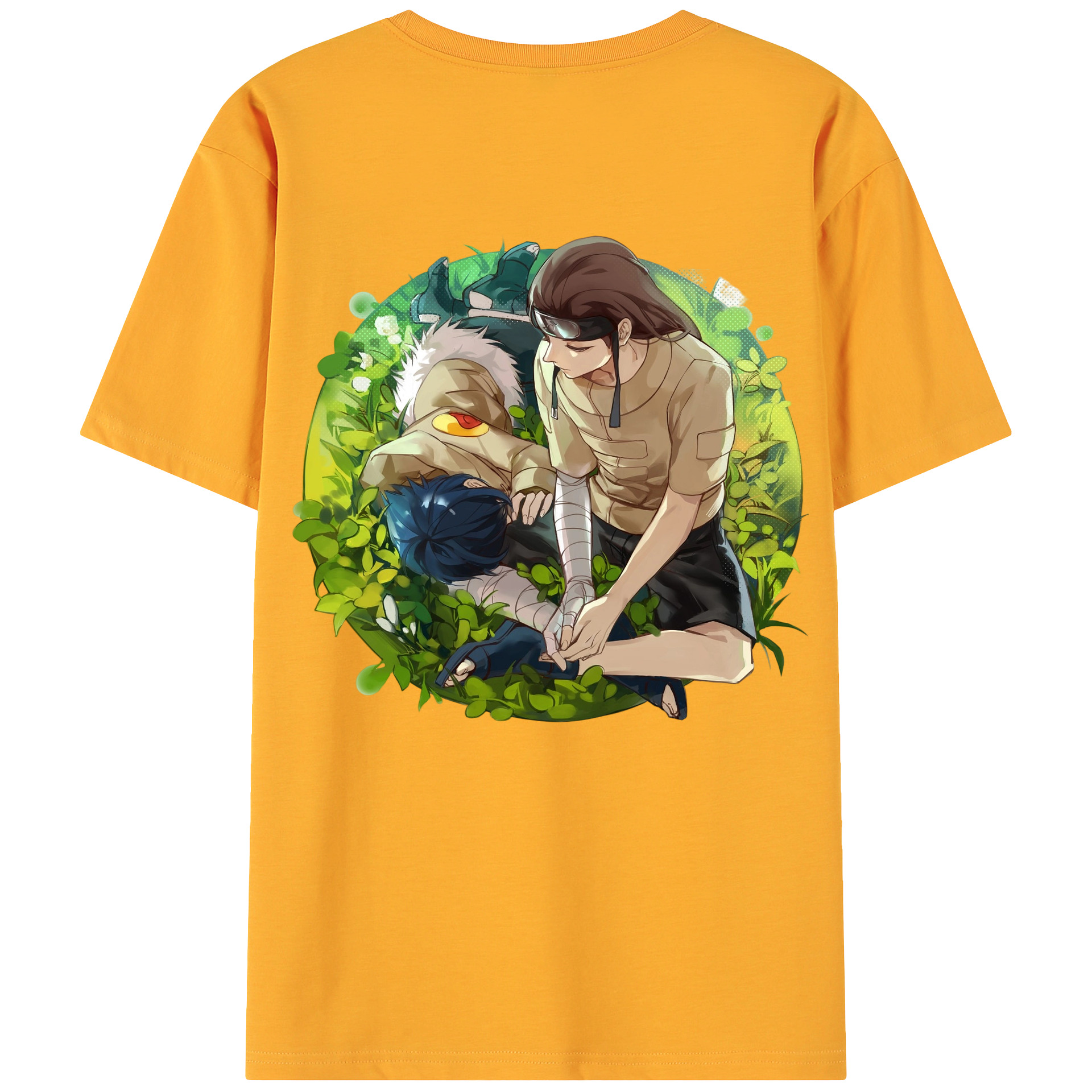 （画像用） NARUTO -ナルト- 日向ネジ Hyūga Neji 綿100％ メンズ半袖Tシャツ（バックプリント） 通気性