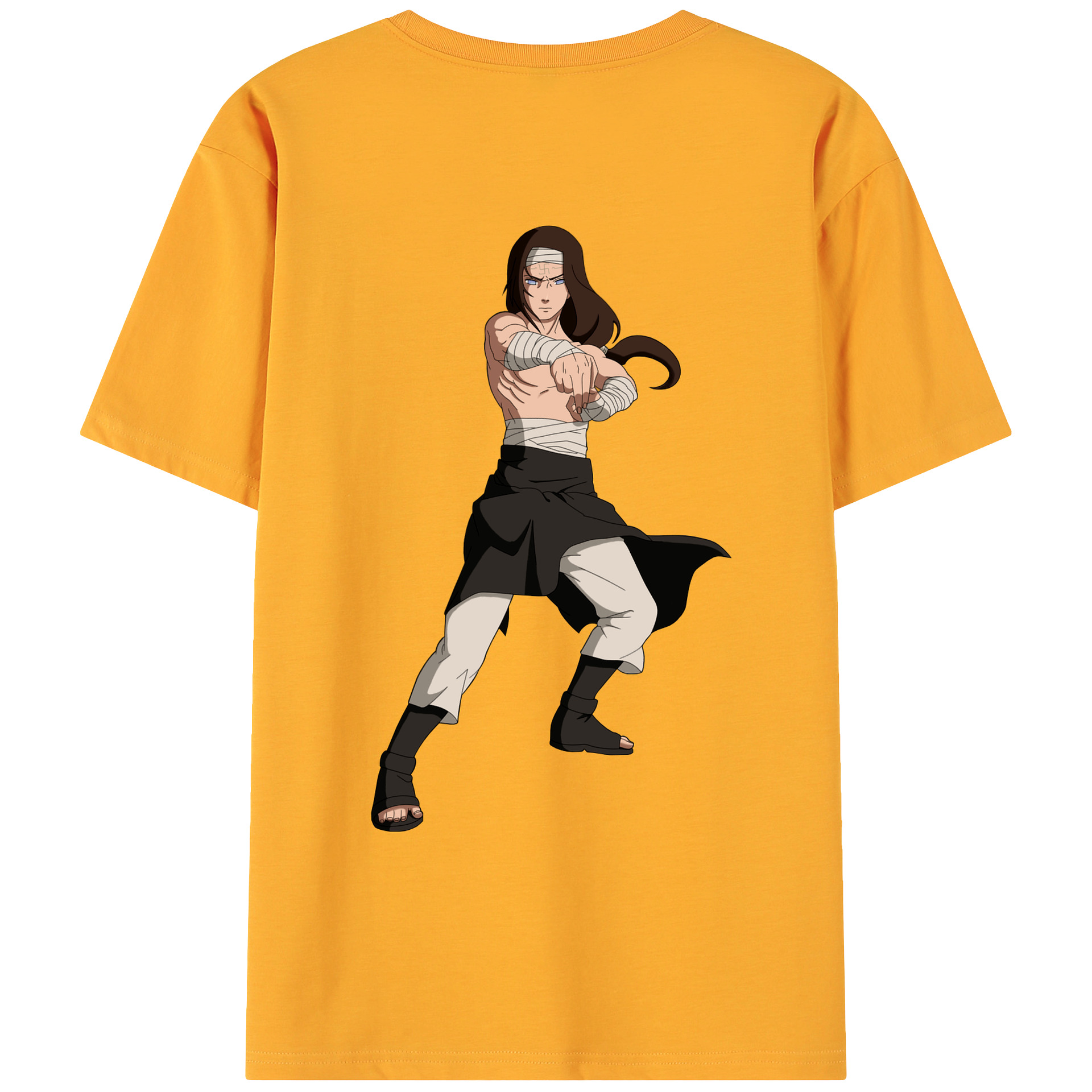 （画像用） NARUTO -ナルト- 日向ネジ Hyūga Neji 綿100％ メンズ半袖Tシャツ（バックプリント） 通気性