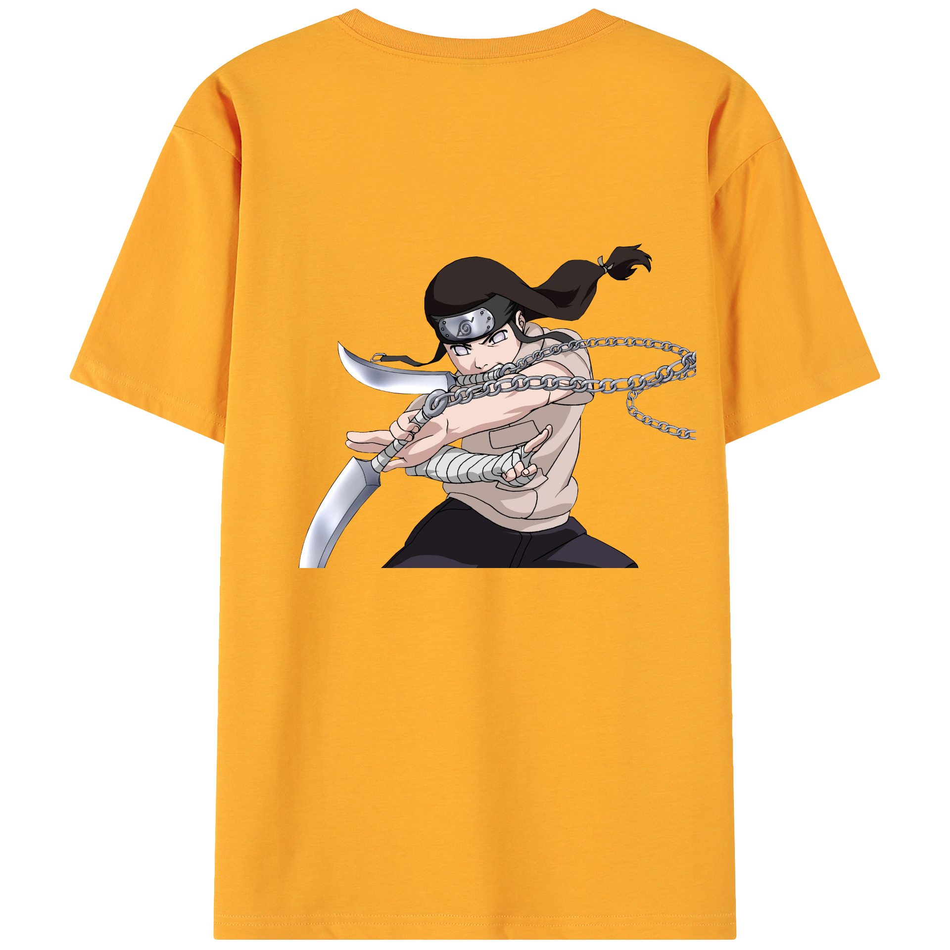 （画像用） NARUTO -ナルト- 日向ネジ Hyūga Neji 綿100％ メンズ半袖Tシャツ（バックプリント） 通気性