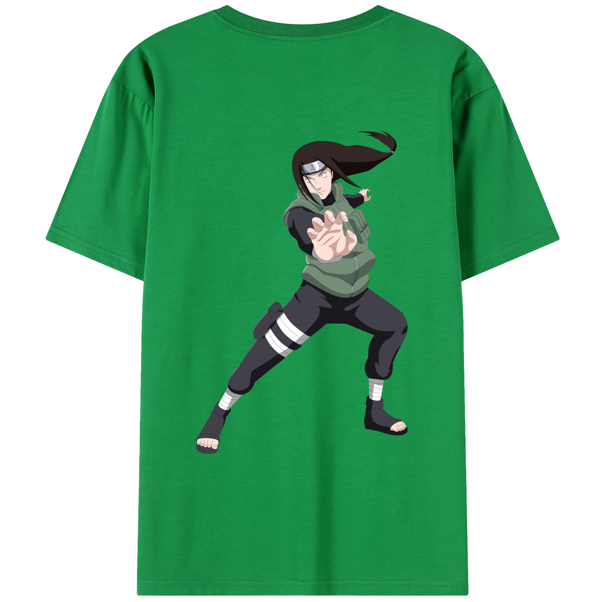 （画像用） NARUTO -ナルト- 日向ネジ Hyūga Neji 綿100％ メンズ半袖Tシャツ（バックプリント） 通気性