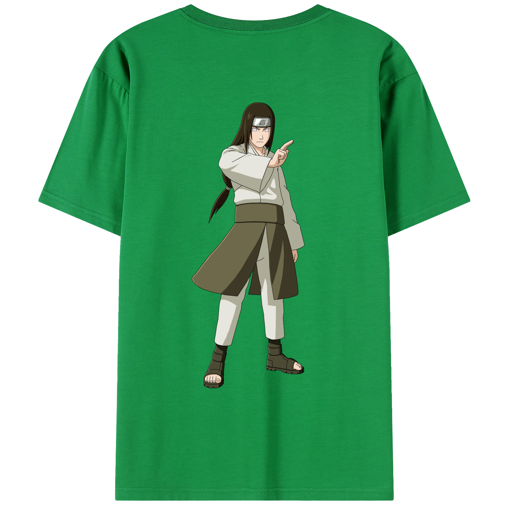 （画像用） NARUTO -ナルト- 日向ネジ Hyūga Neji 綿100％ メンズ半袖Tシャツ（バックプリント） 通気性