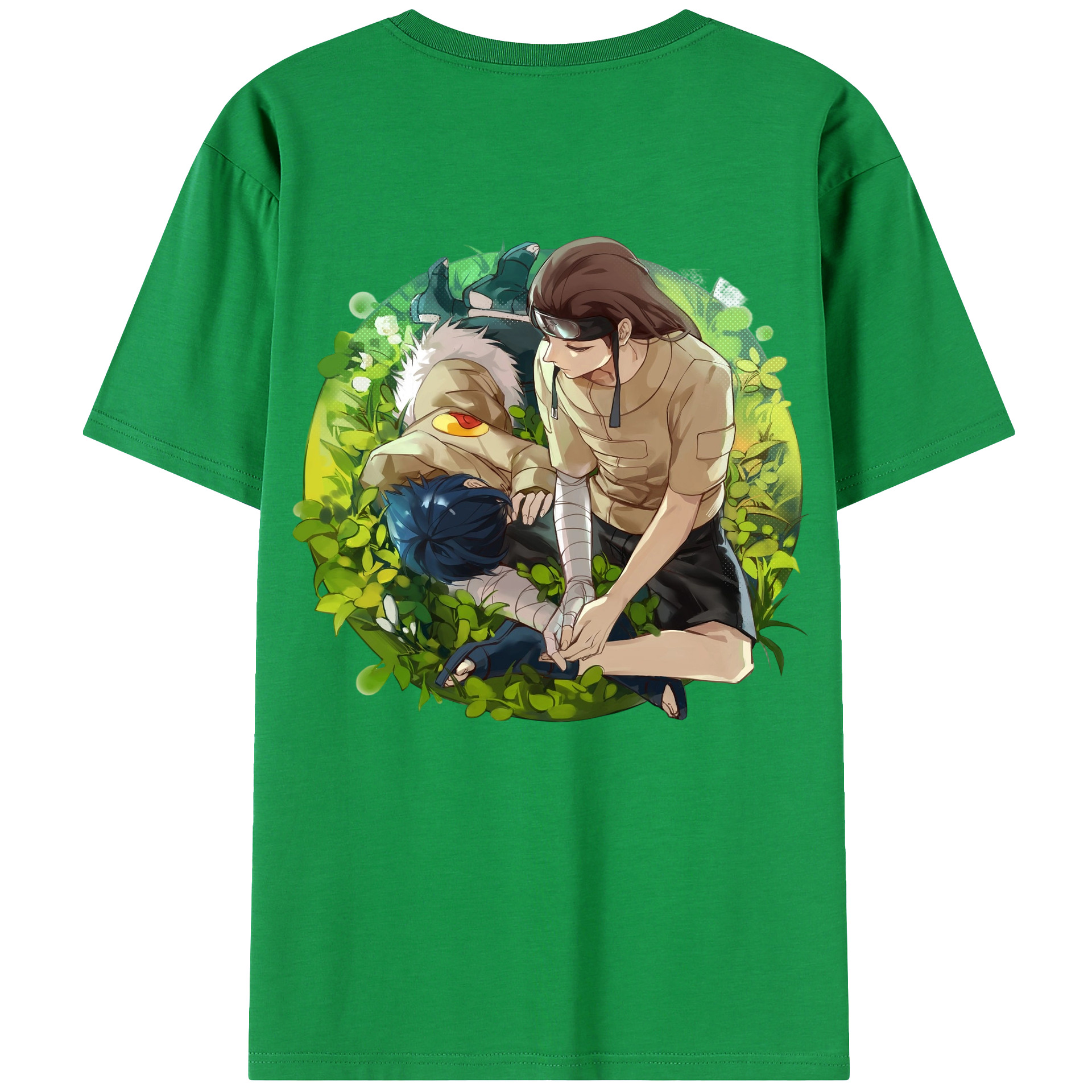 （画像用） NARUTO -ナルト- 日向ネジ Hyūga Neji 綿100％ メンズ半袖Tシャツ（バックプリント） 通気性