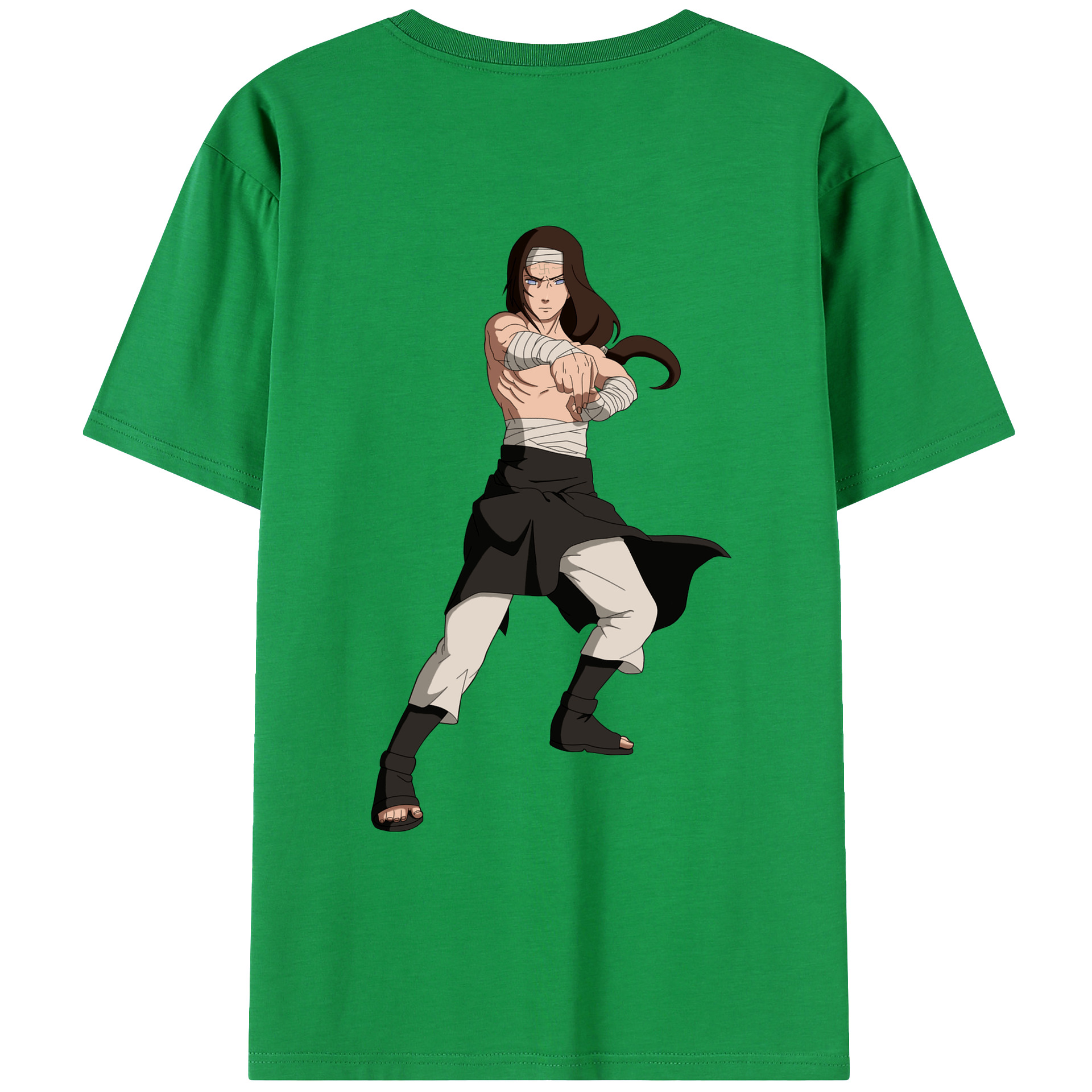 （画像用） NARUTO -ナルト- 日向ネジ Hyūga Neji 綿100％ メンズ半袖Tシャツ（バックプリント） 通気性