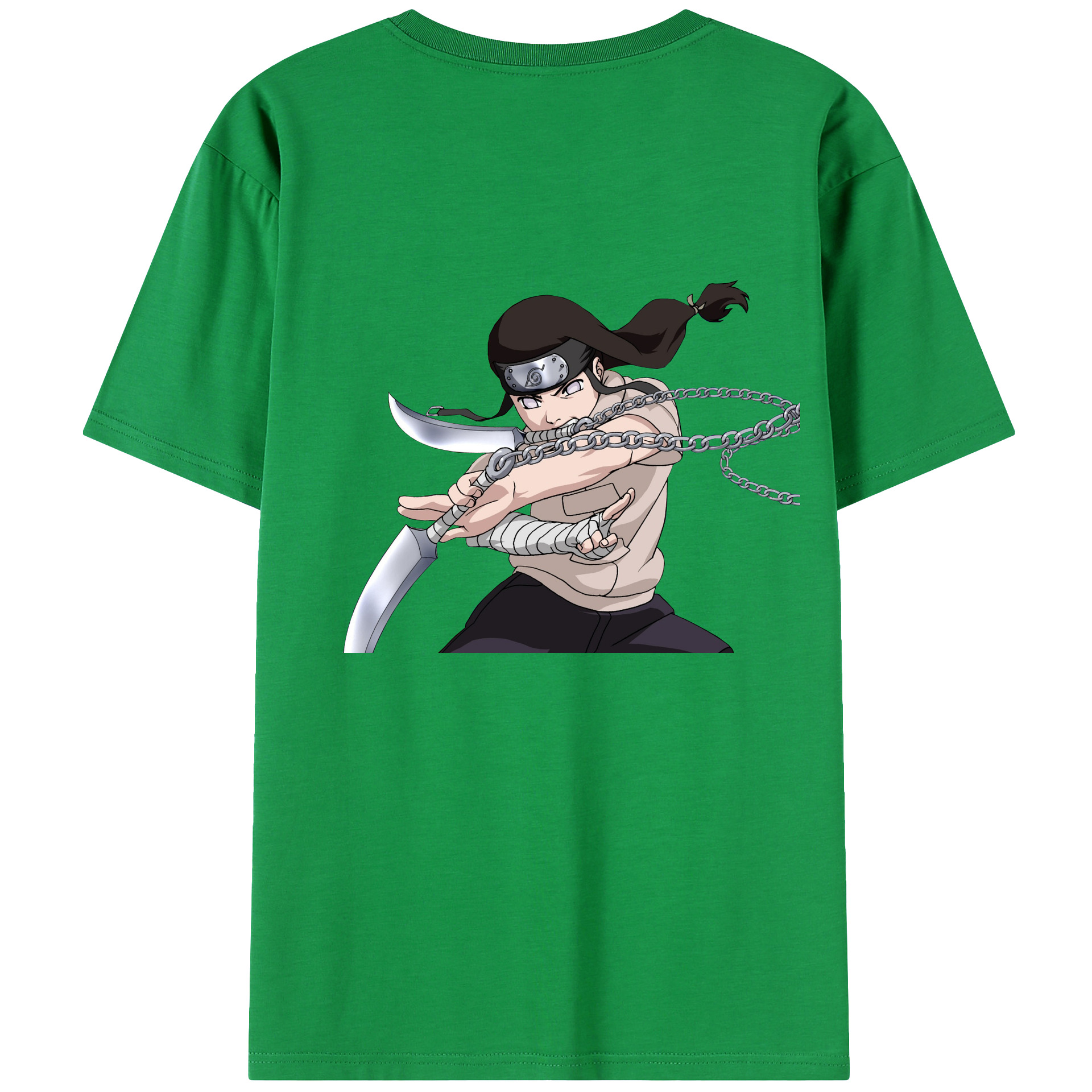 （画像用） NARUTO -ナルト- 日向ネジ Hyūga Neji 綿100％ メンズ半袖Tシャツ（バックプリント） 通気性