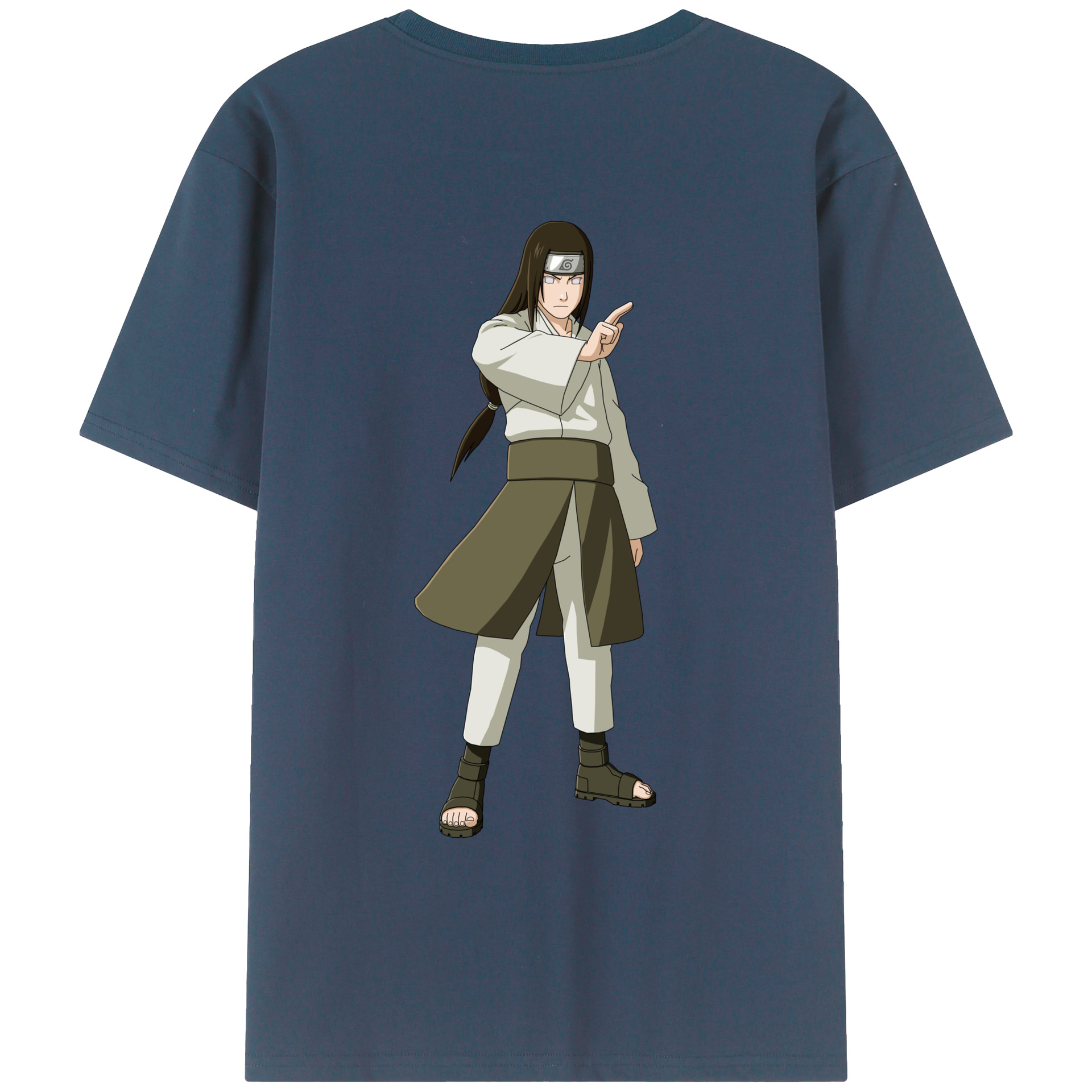 （画像用） NARUTO -ナルト- 日向ネジ Hyūga Neji 綿100％ メンズ半袖Tシャツ（バックプリント） 通気性