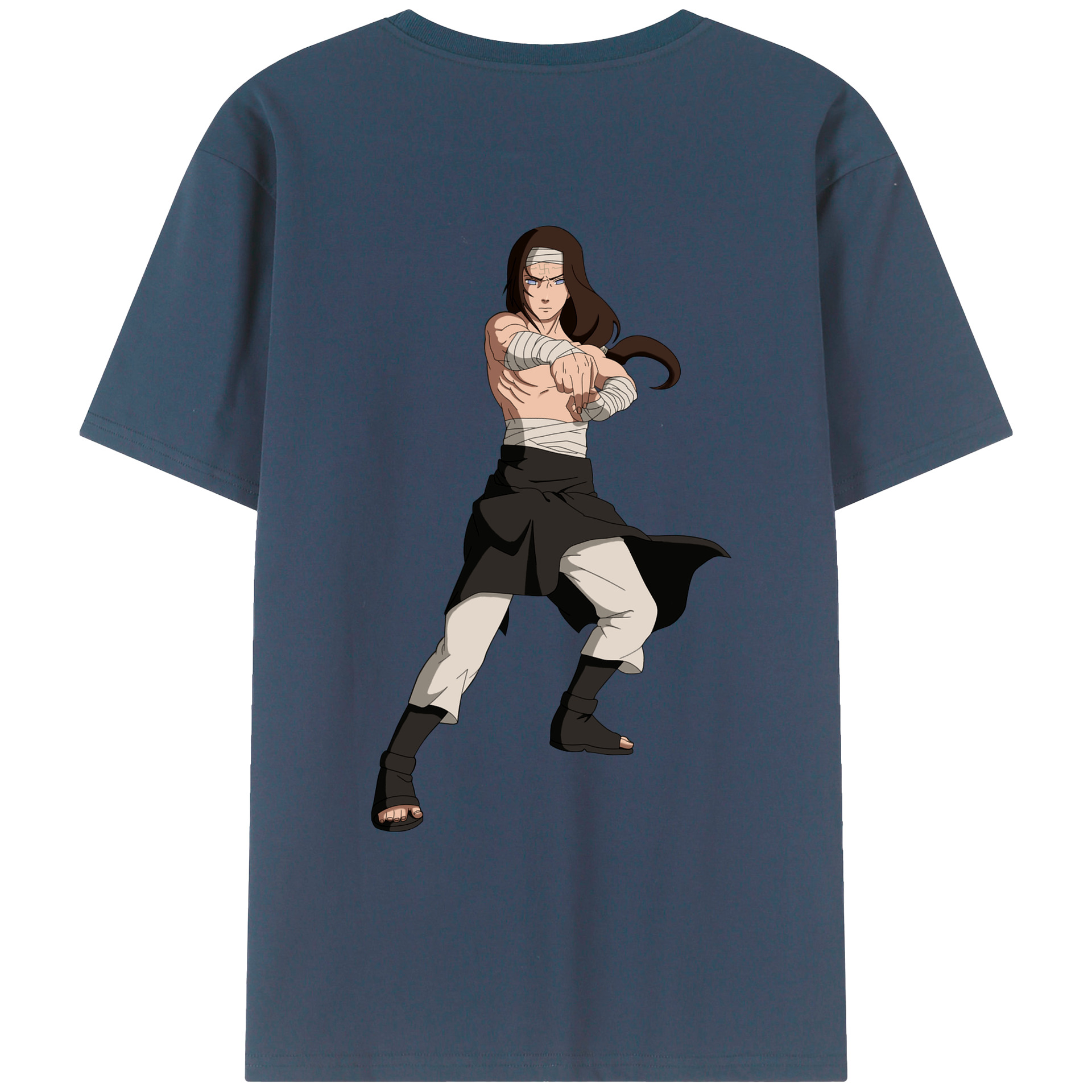 （画像用） NARUTO -ナルト- 日向ネジ Hyūga Neji 綿100％ メンズ半袖Tシャツ（バックプリント） 通気性
