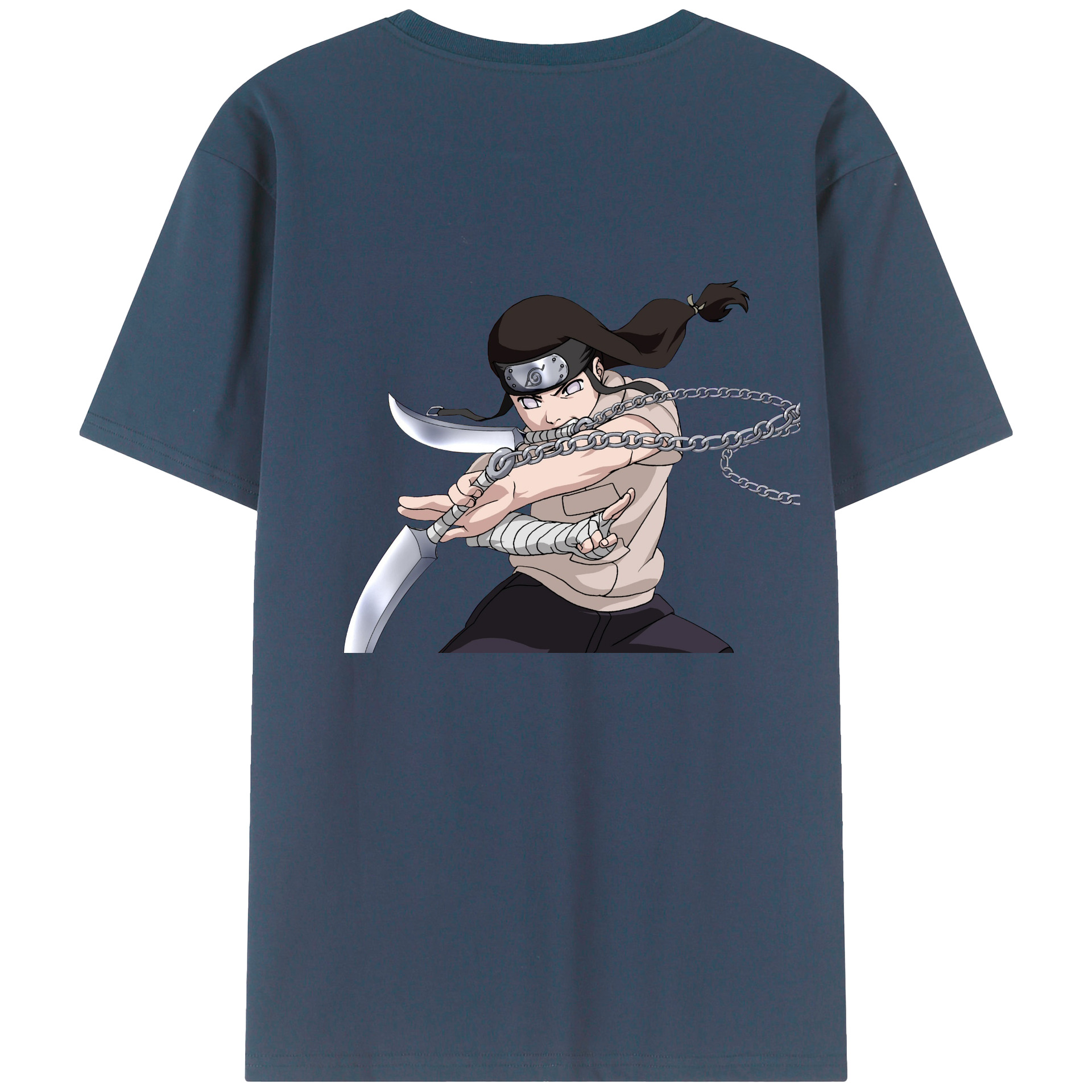 （画像用） NARUTO -ナルト- 日向ネジ Hyūga Neji 綿100％ メンズ半袖Tシャツ（バックプリント） 通気性