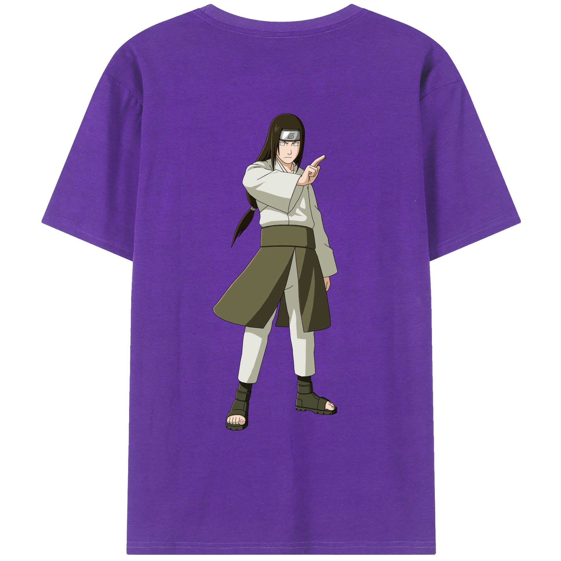 （画像用） NARUTO -ナルト- 日向ネジ Hyūga Neji 綿100％ メンズ半袖Tシャツ（バックプリント） 通気性
