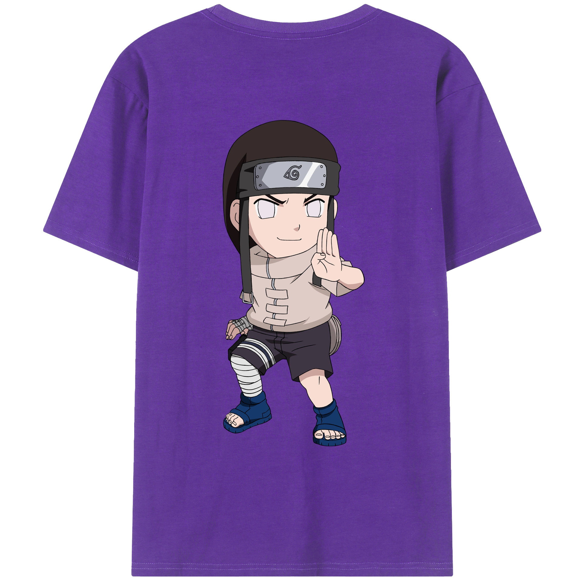 （画像用） NARUTO -ナルト- 日向ネジ Hyūga Neji 綿100％ メンズ半袖Tシャツ（バックプリント） 通気性