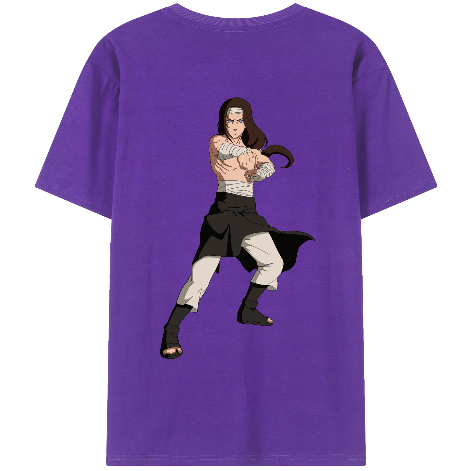 （画像用） NARUTO -ナルト- 日向ネジ Hyūga Neji 綿100％ メンズ半袖Tシャツ（バックプリント） 通気性