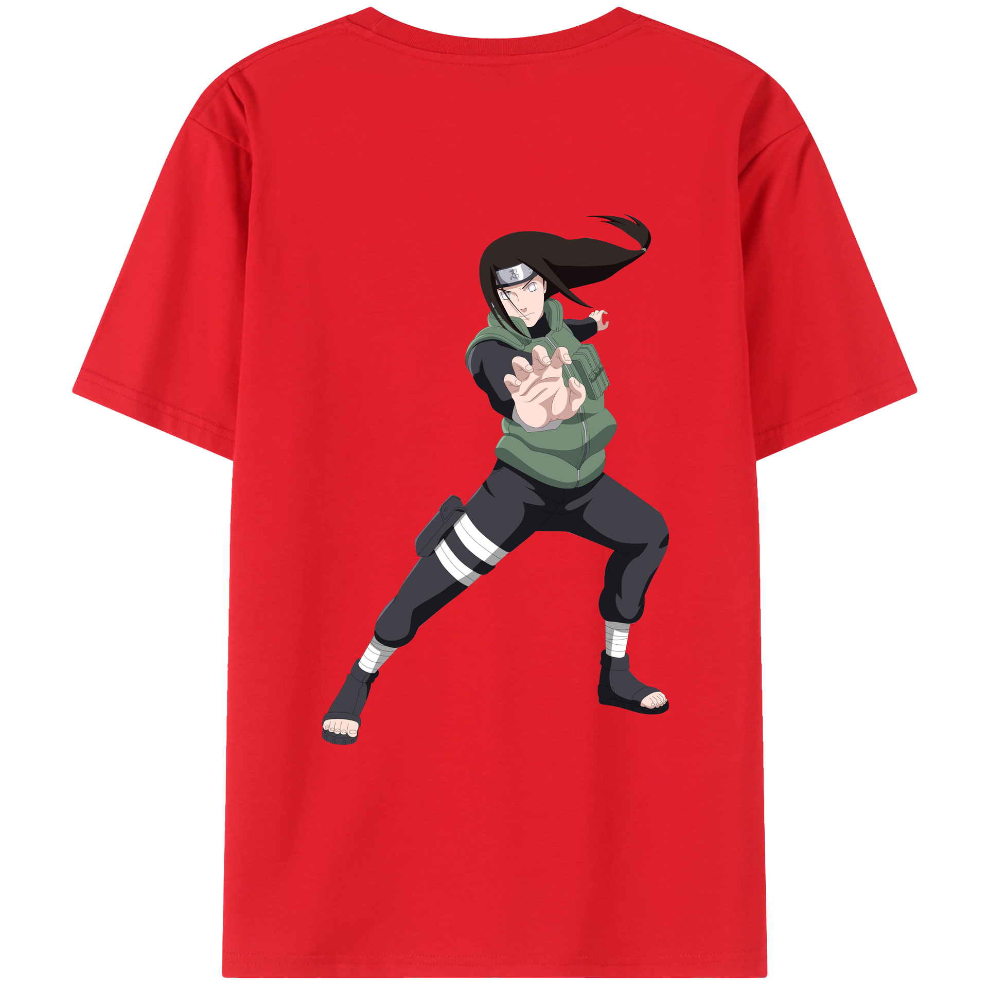 （画像用） NARUTO -ナルト- 日向ネジ Hyūga Neji 綿100％ メンズ半袖Tシャツ（バックプリント） 通気性