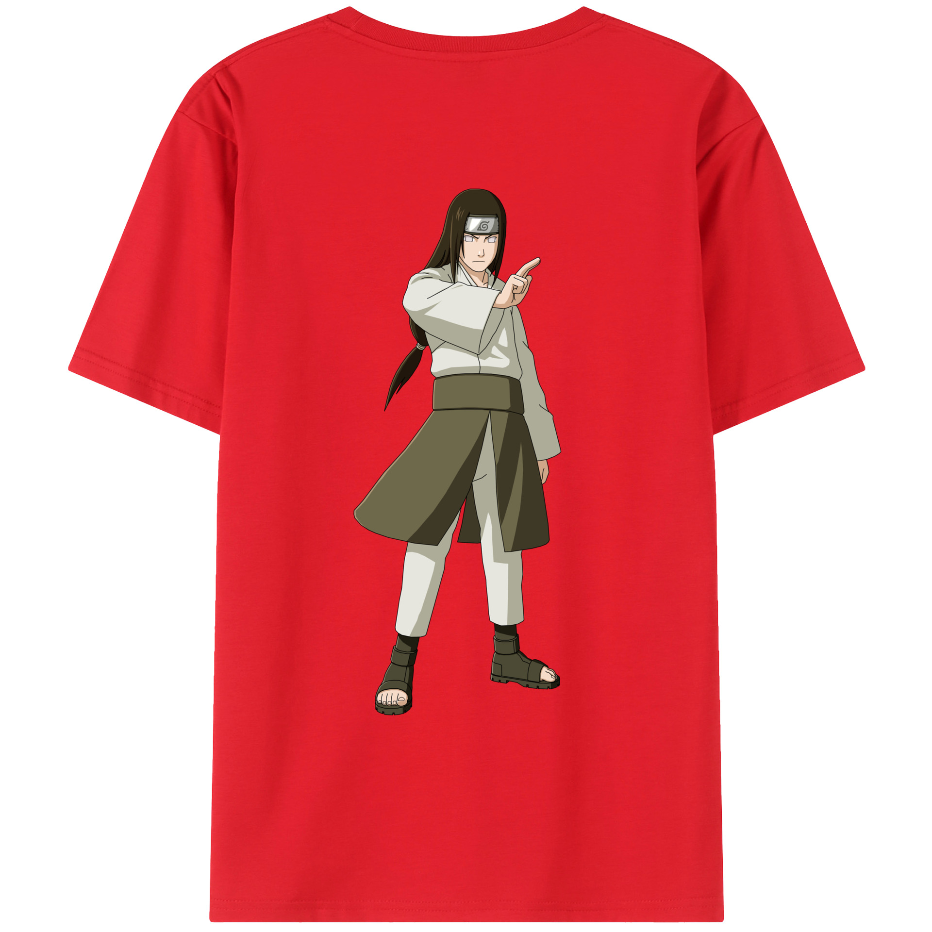 （画像用） NARUTO -ナルト- 日向ネジ Hyūga Neji 綿100％ メンズ半袖Tシャツ（バックプリント） 通気性