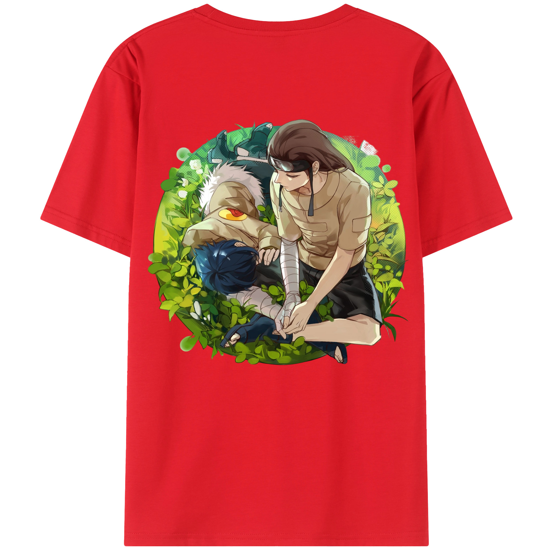 （画像用） NARUTO -ナルト- 日向ネジ Hyūga Neji 綿100％ メンズ半袖Tシャツ（バックプリント） 通気性