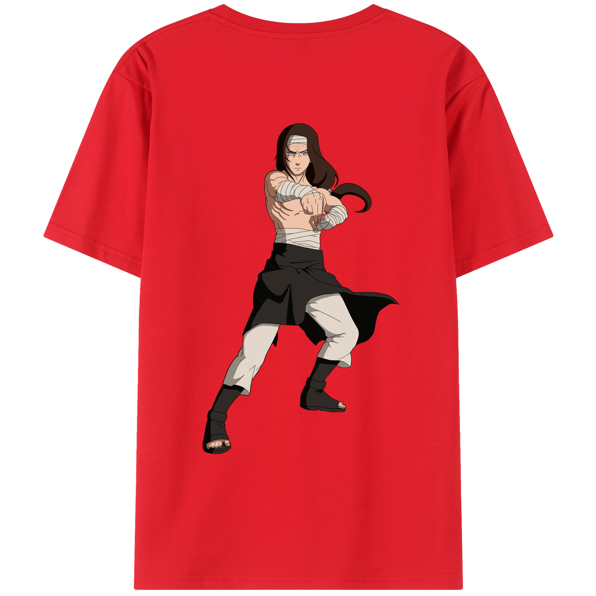 （画像用） NARUTO -ナルト- 日向ネジ Hyūga Neji 綿100％ メンズ半袖Tシャツ（バックプリント） 通気性