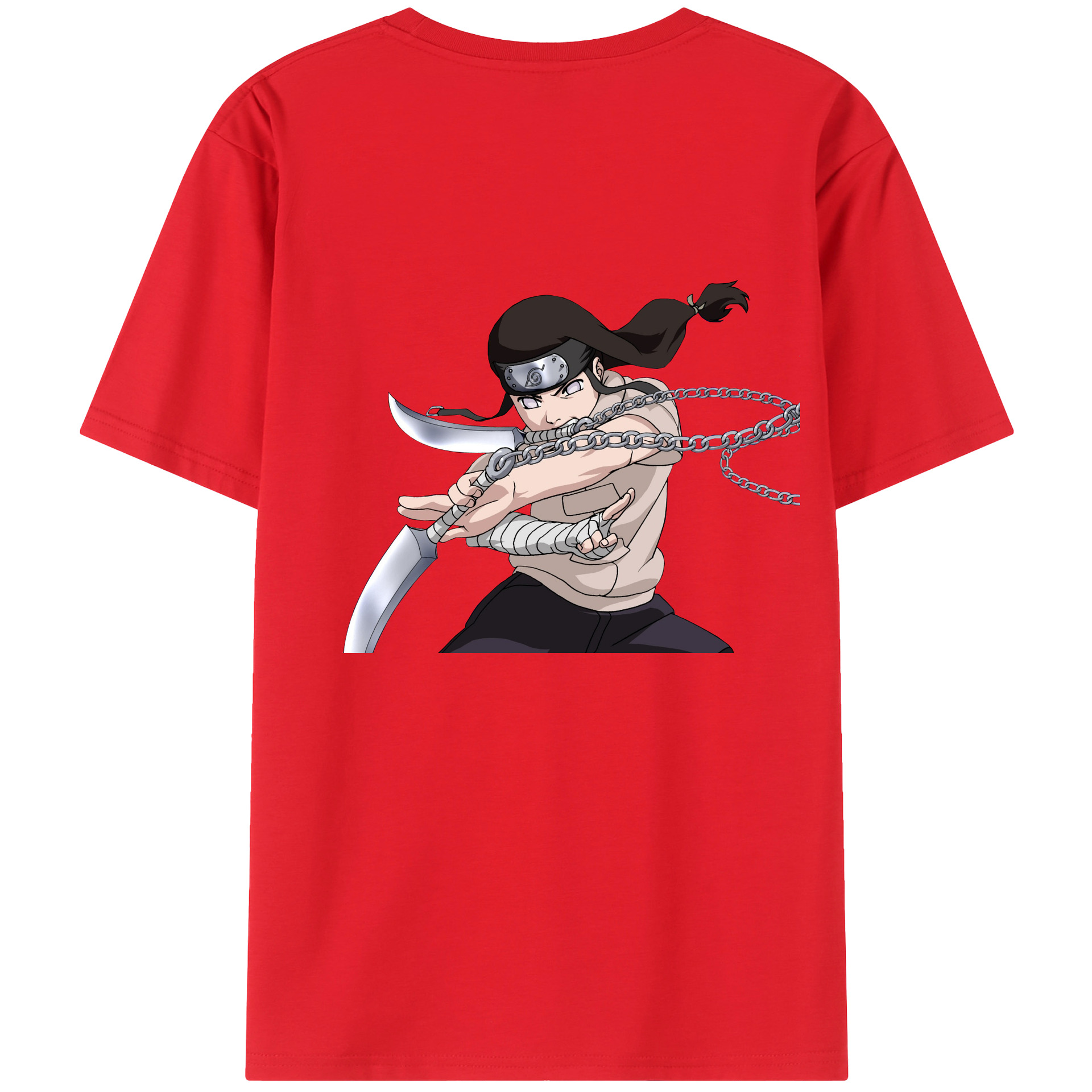 （画像用） NARUTO -ナルト- 日向ネジ Hyūga Neji 綿100％ メンズ半袖Tシャツ（バックプリント） 通気性