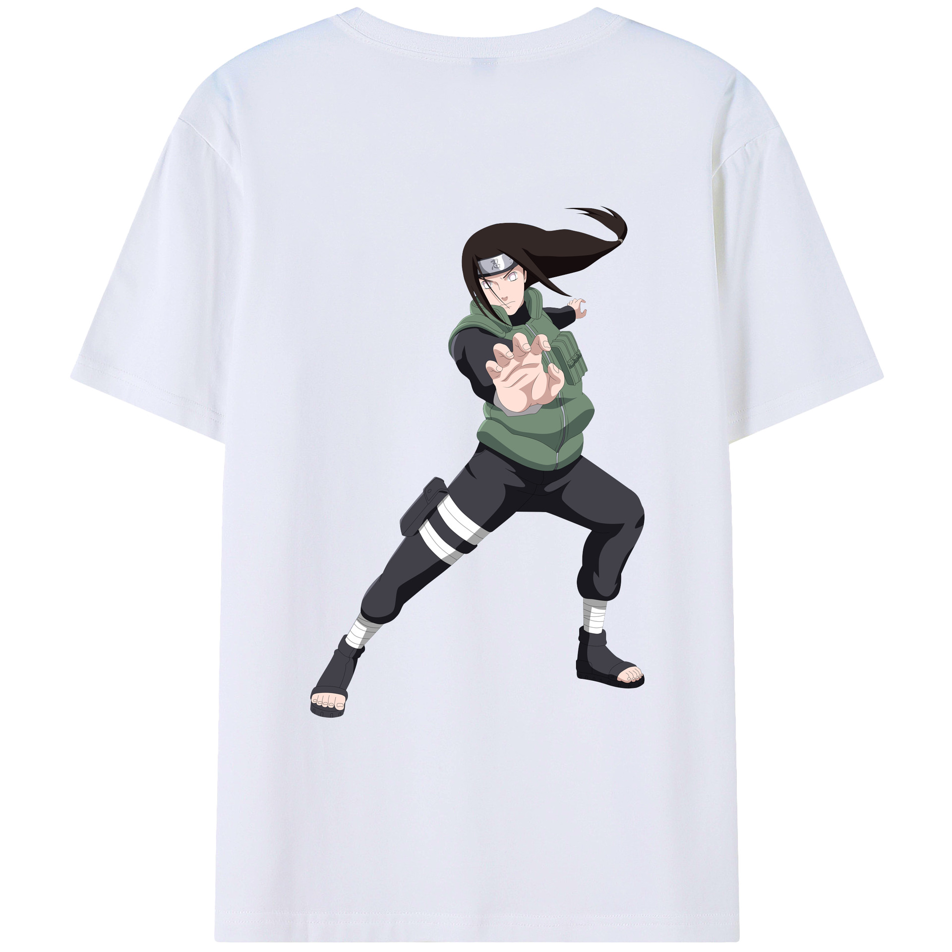 （画像用） NARUTO -ナルト- 日向ネジ Hyūga Neji 綿100％ メンズ半袖Tシャツ（バックプリント） 通気性