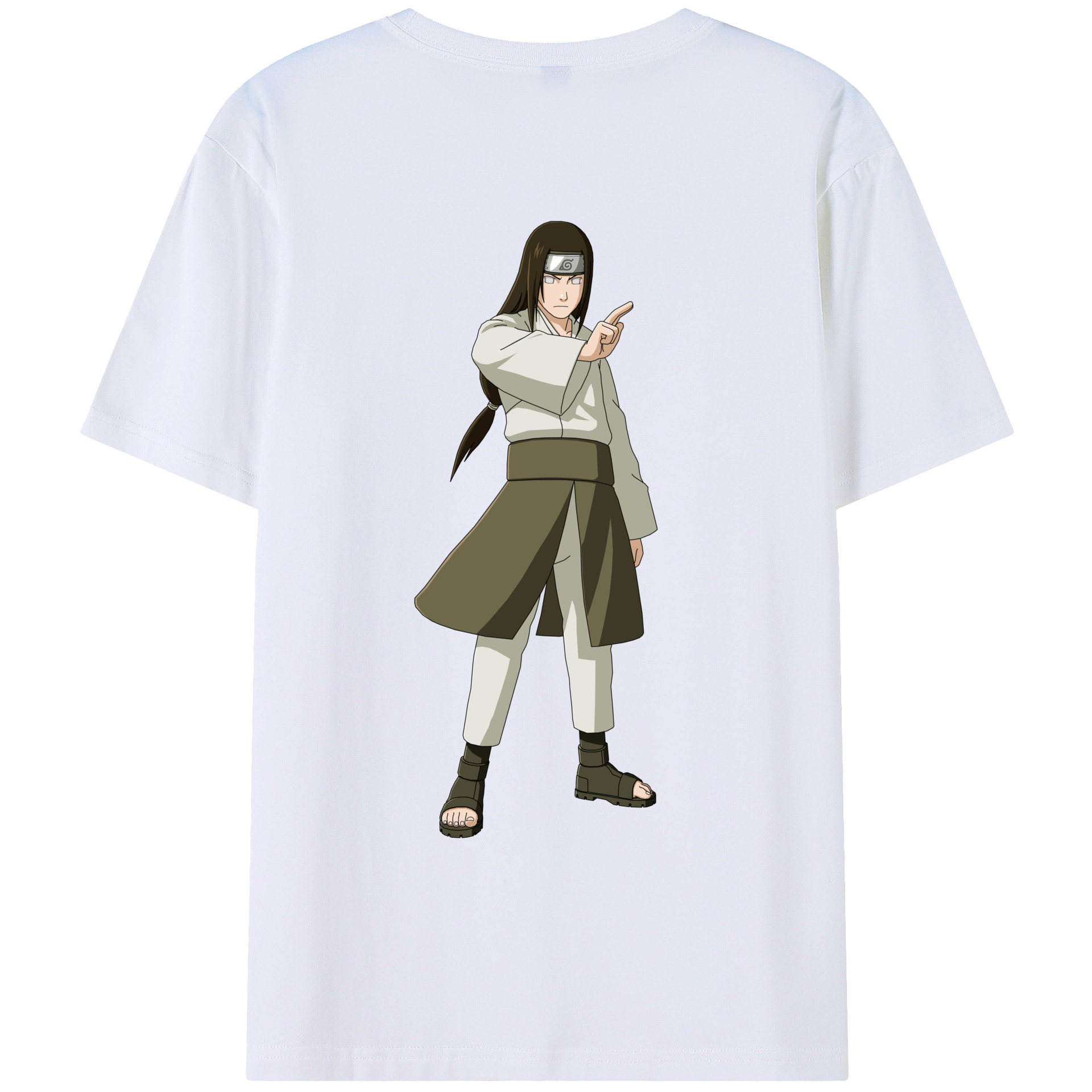 （画像用） NARUTO -ナルト- 日向ネジ Hyūga Neji 綿100％ メンズ半袖Tシャツ（バックプリント） 通気性