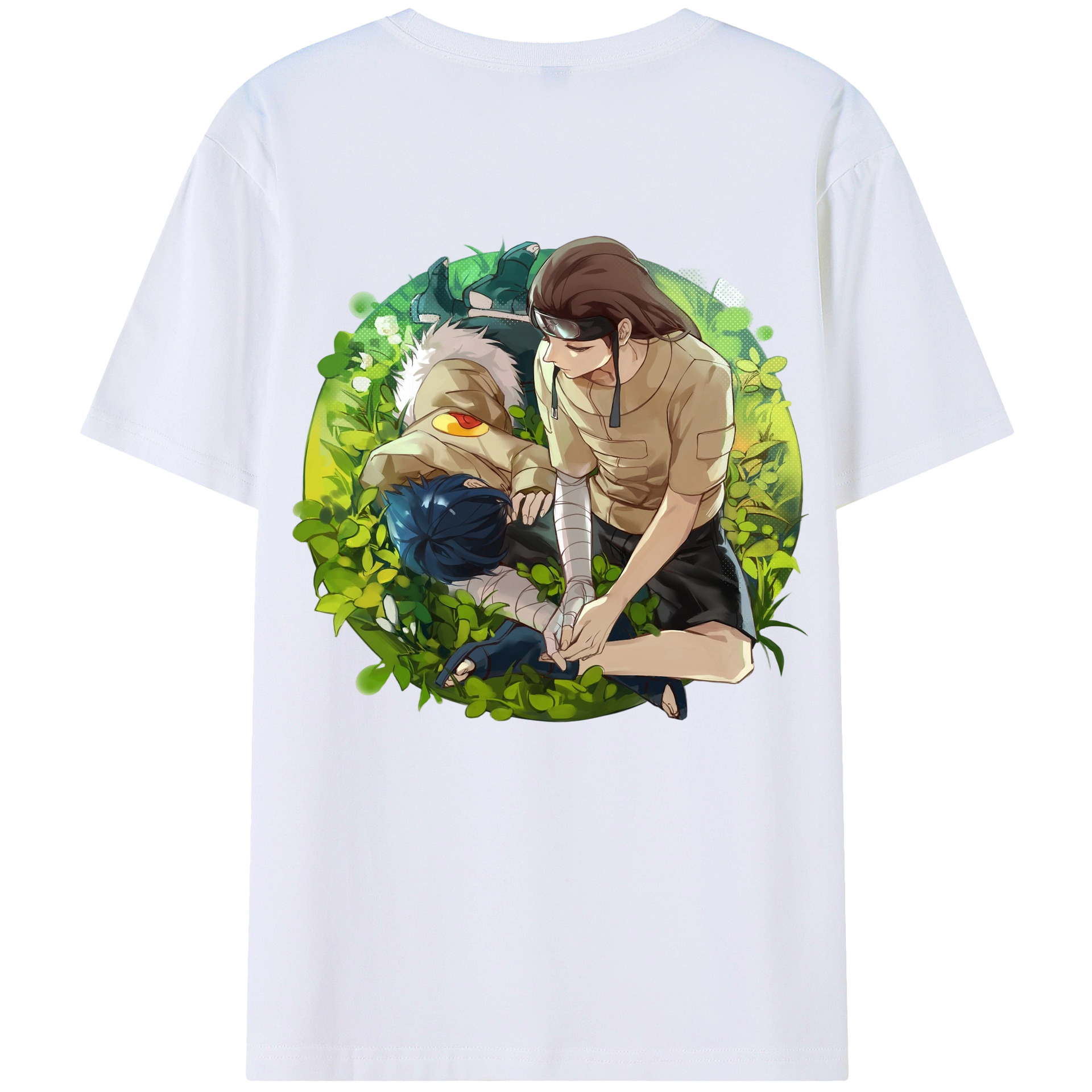 （画像用） NARUTO -ナルト- 日向ネジ Hyūga Neji 綿100％ メンズ半袖Tシャツ（バックプリント） 通気性