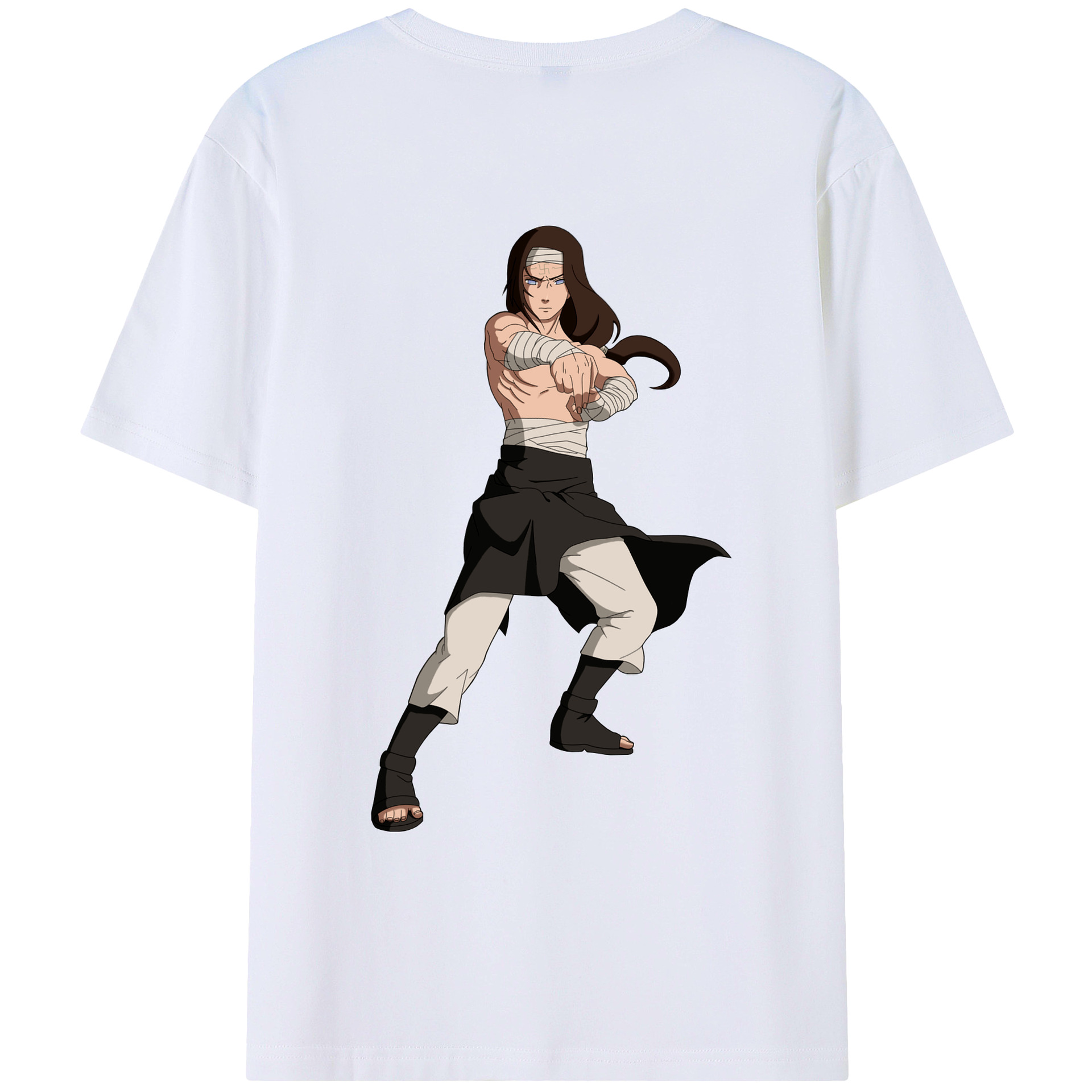 （画像用） NARUTO -ナルト- 日向ネジ Hyūga Neji 綿100％ メンズ半袖Tシャツ（バックプリント） 通気性