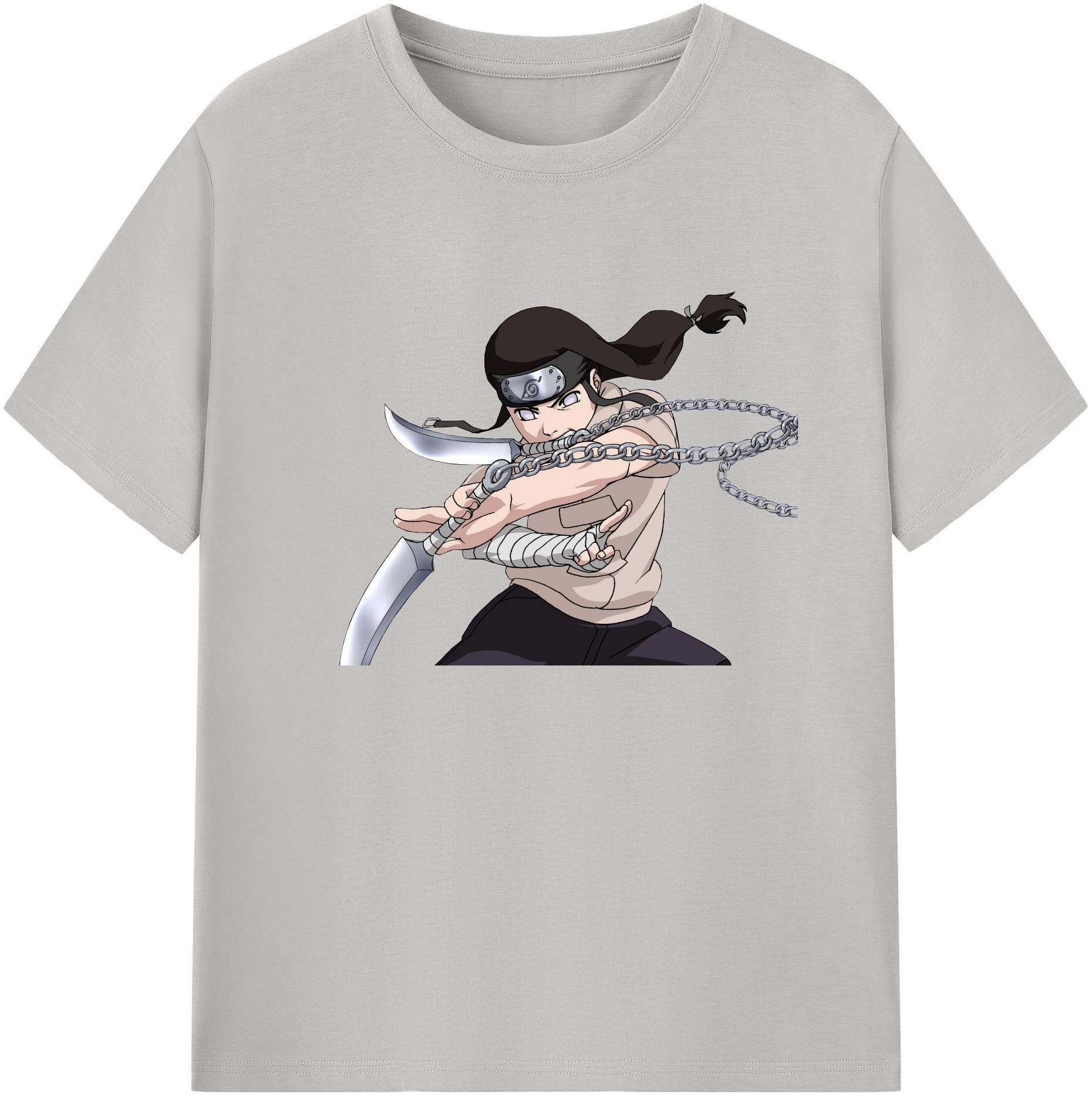 （画像用） NARUTO -ナルト- 日向ネジ Hyūga Neji 綿100％ メンズ半袖Tシャツ｜肌触りやわらか＆通気性