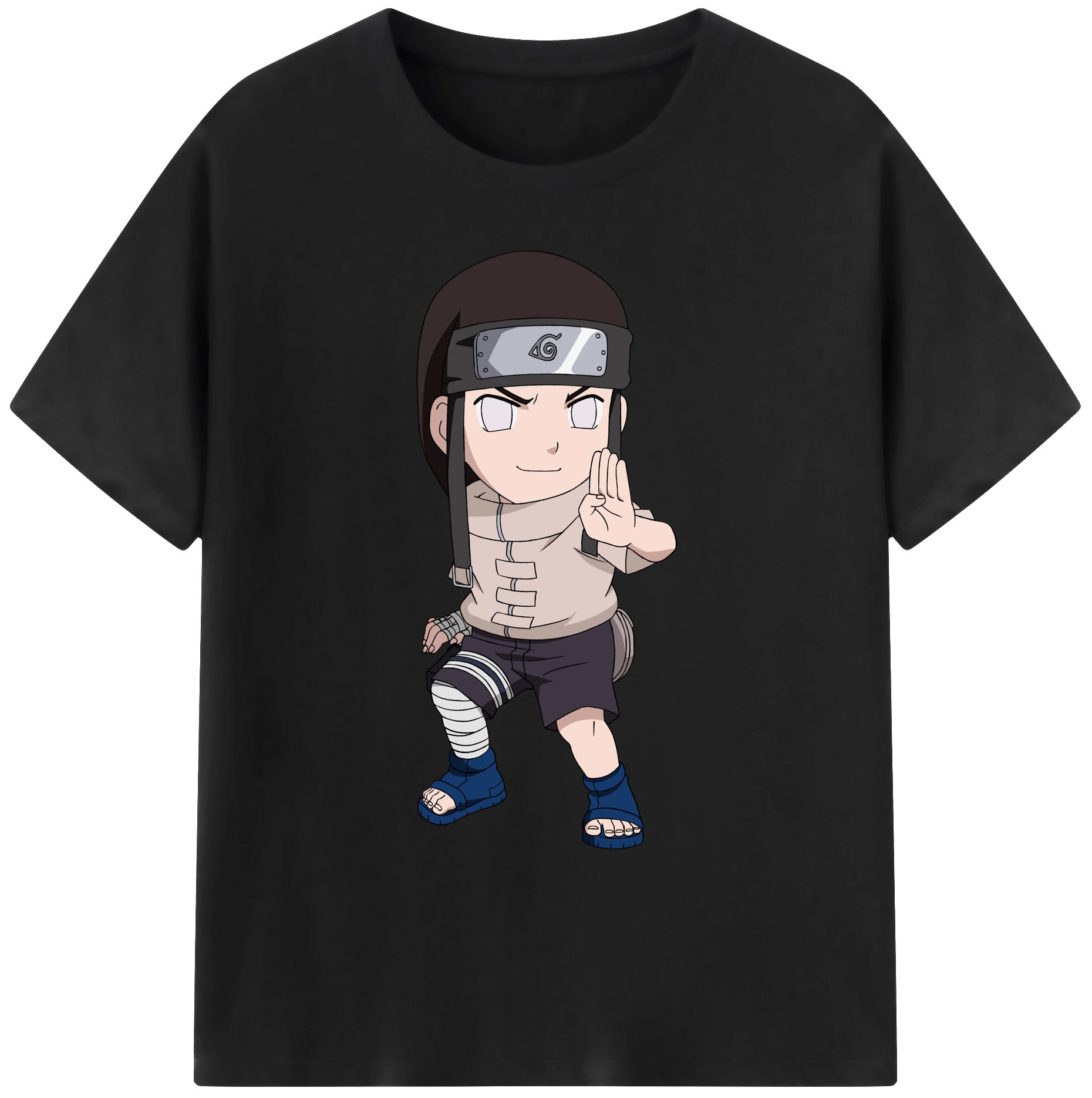 （画像用） NARUTO -ナルト- 日向ネジ Hyūga Neji 綿100％ メンズ半袖Tシャツ｜肌触りやわらか＆通気性