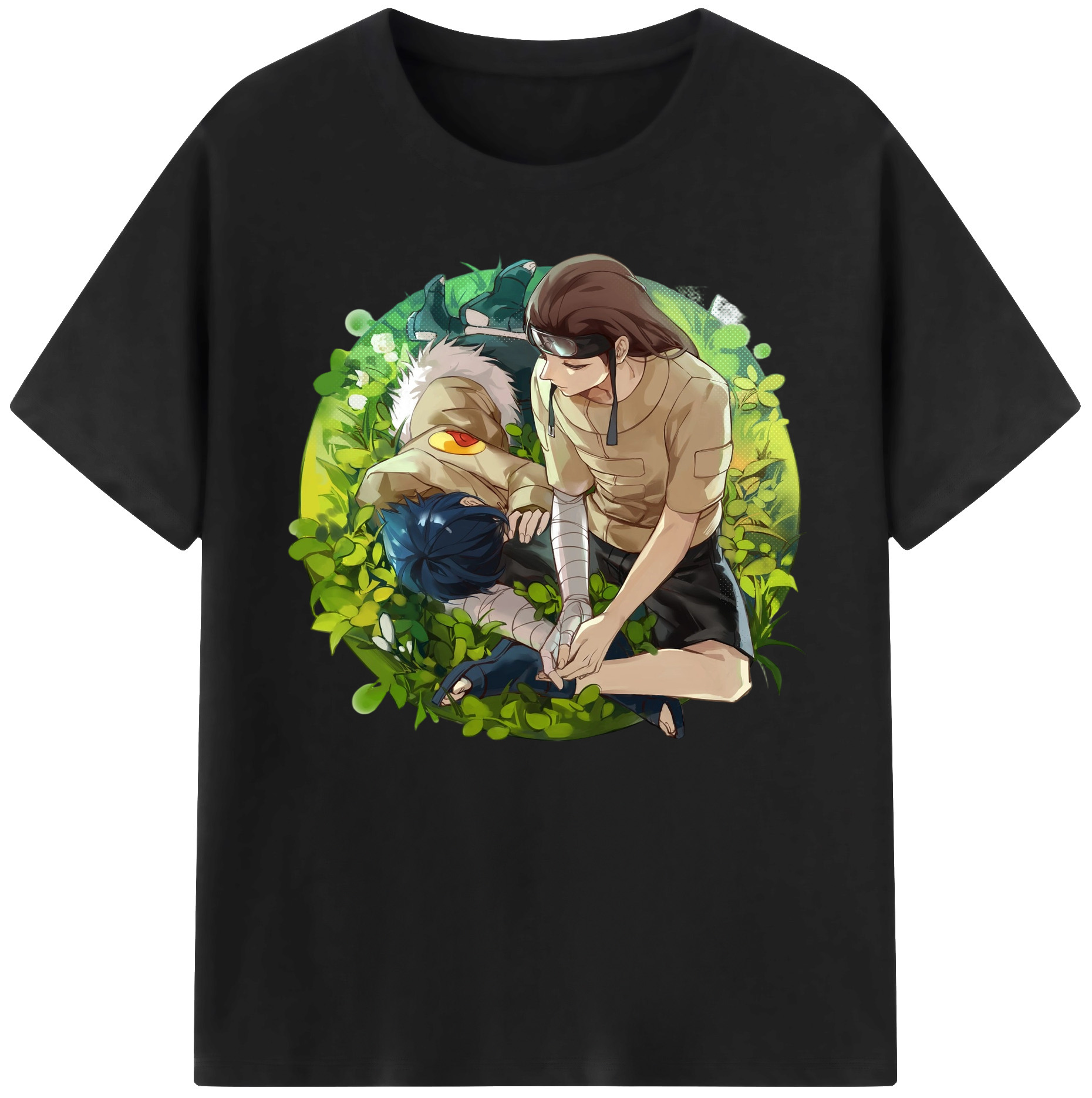 （画像用） NARUTO -ナルト- 日向ネジ Hyūga Neji 綿100％ メンズ半袖Tシャツ｜肌触りやわらか＆通気性