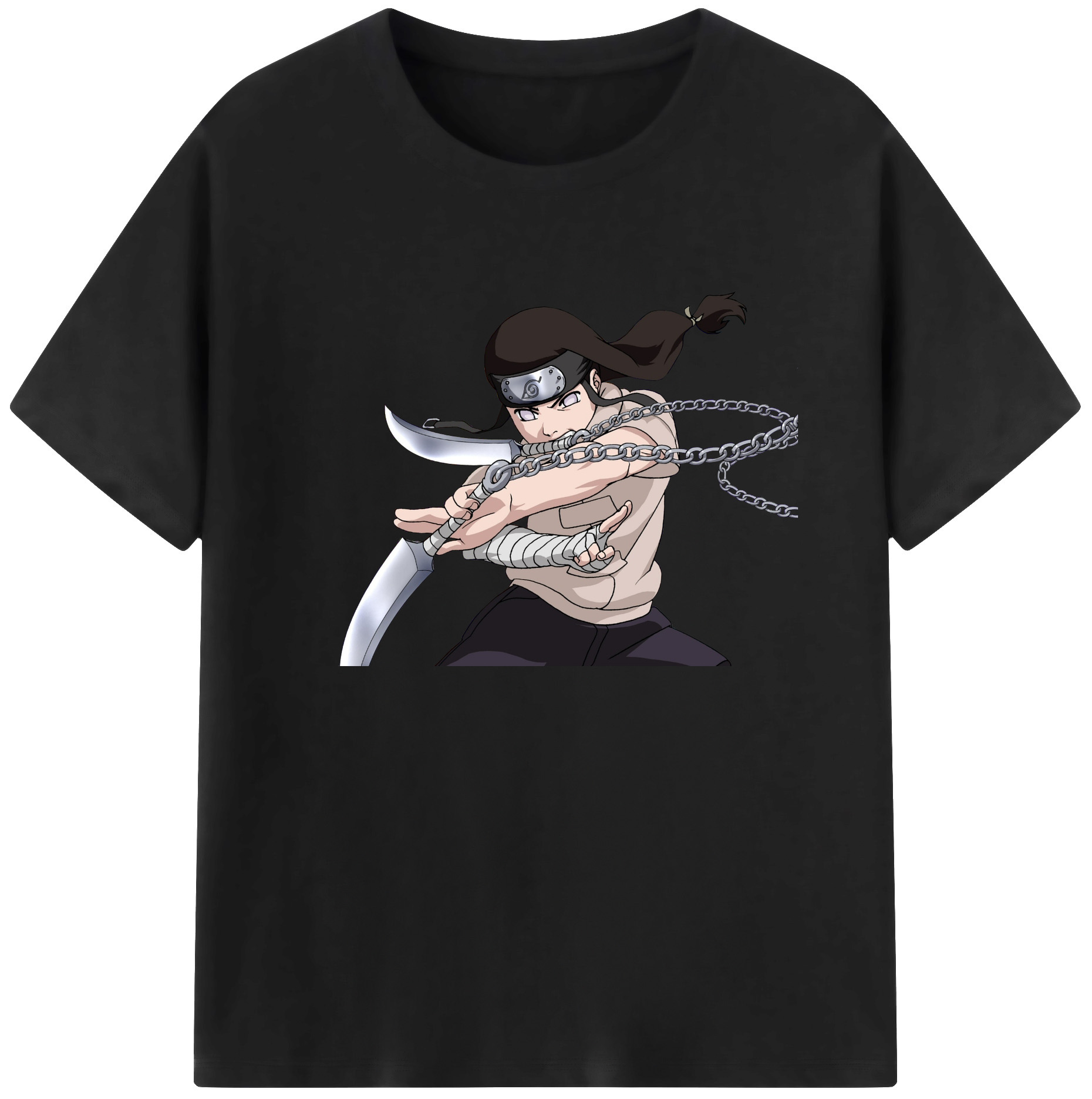 （画像用） NARUTO -ナルト- 日向ネジ Hyūga Neji 綿100％ メンズ半袖Tシャツ｜肌触りやわらか＆通気性