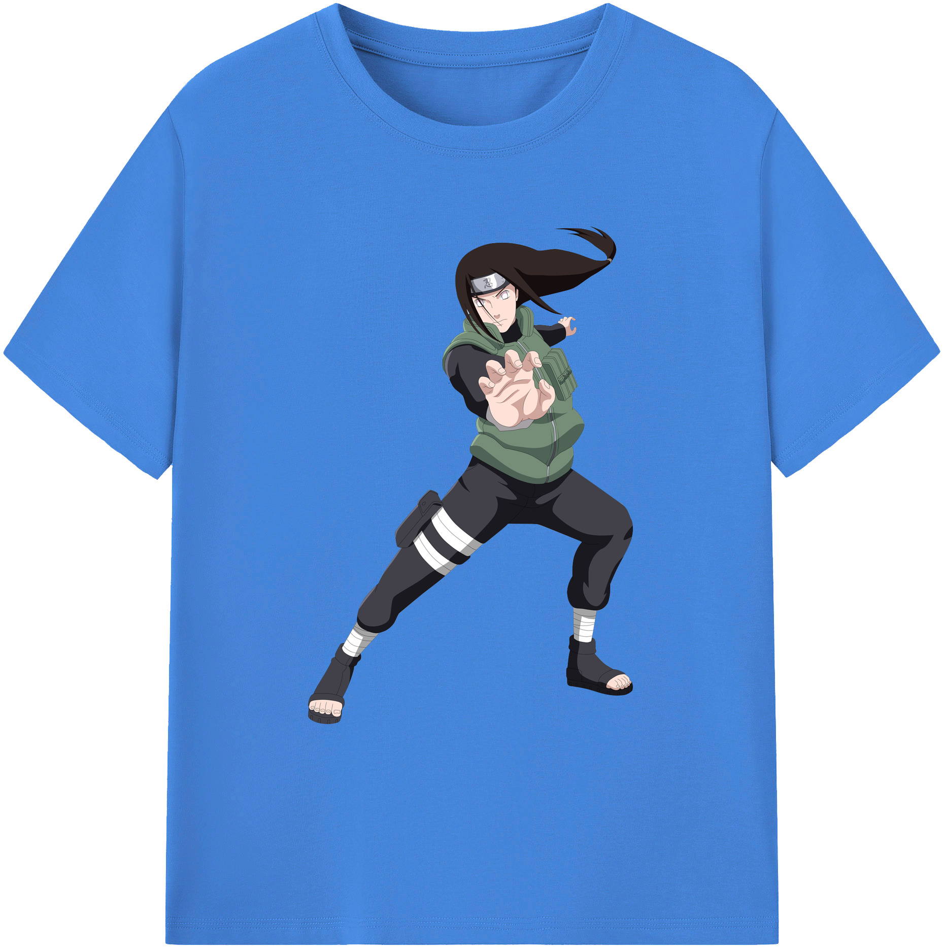 （画像用） NARUTO -ナルト- 日向ネジ Hyūga Neji 綿100％ メンズ半袖Tシャツ｜肌触りやわらか＆通気性