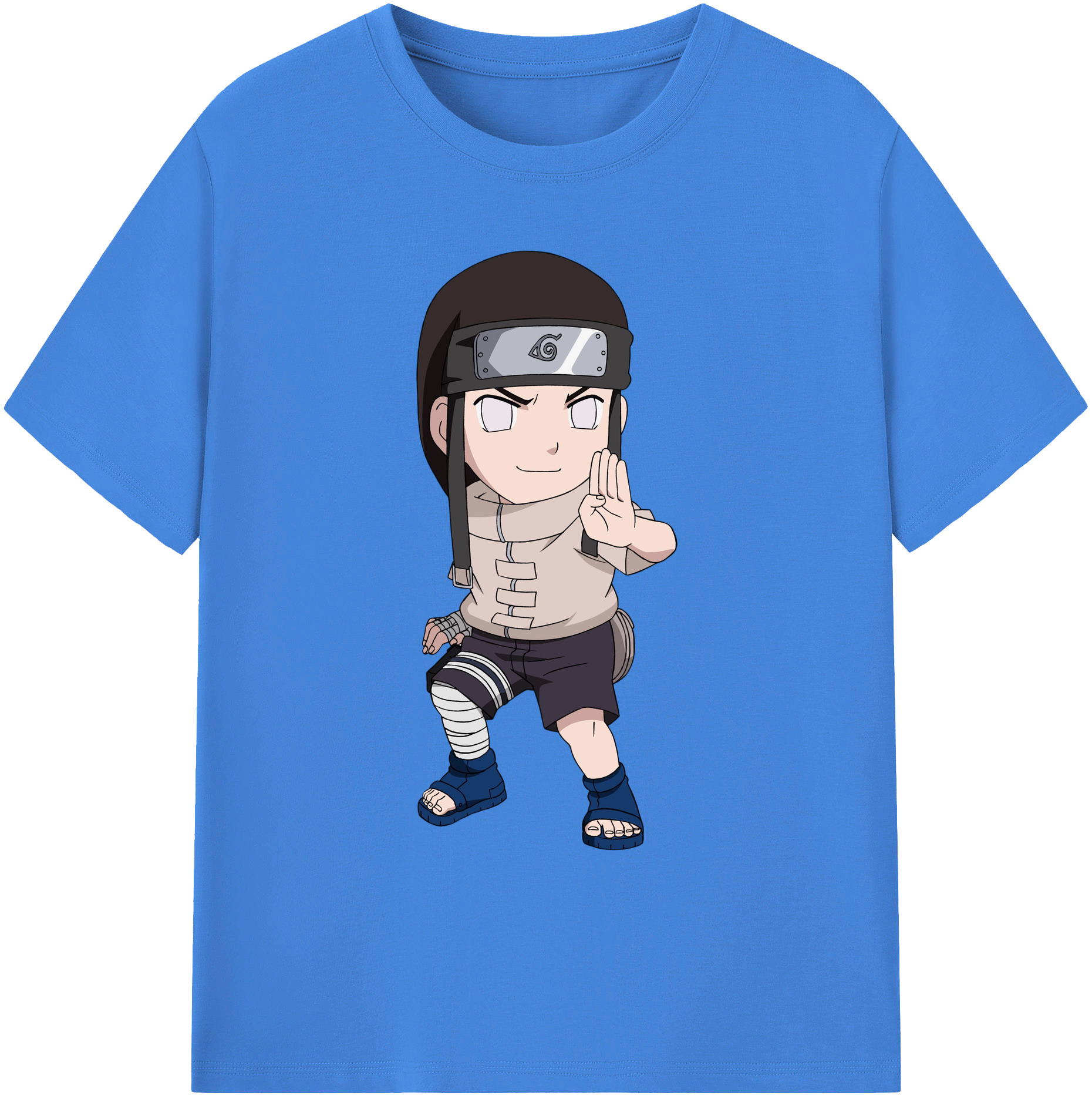 （画像用） NARUTO -ナルト- 日向ネジ Hyūga Neji 綿100％ メンズ半袖Tシャツ｜肌触りやわらか＆通気性