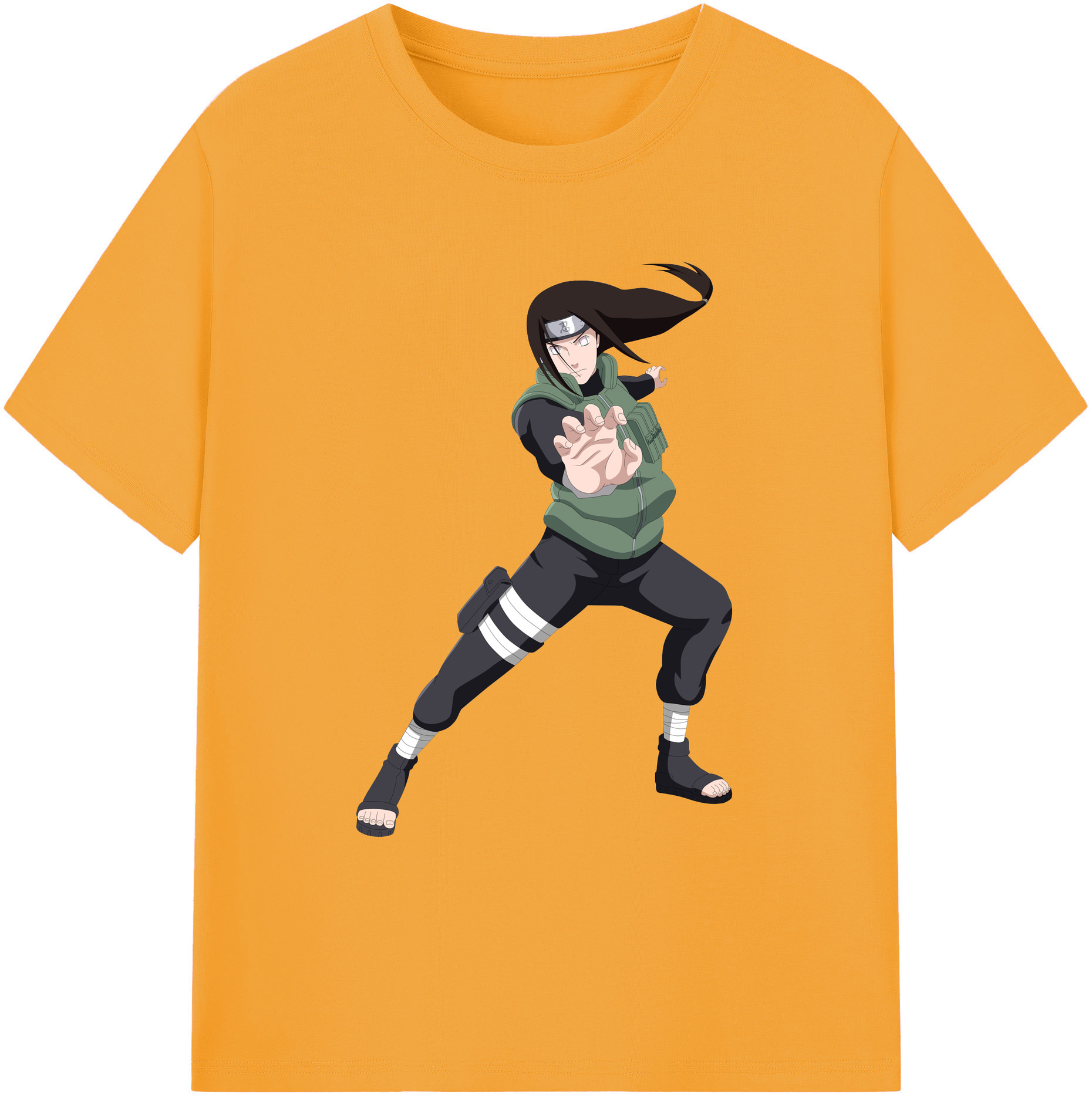 （画像用） NARUTO -ナルト- 日向ネジ Hyūga Neji 綿100％ メンズ半袖Tシャツ｜肌触りやわらか＆通気性
